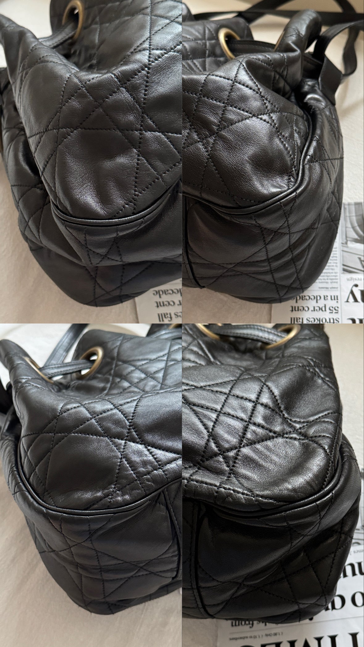 Vintage Dior cannage羊皮菱格大hobo