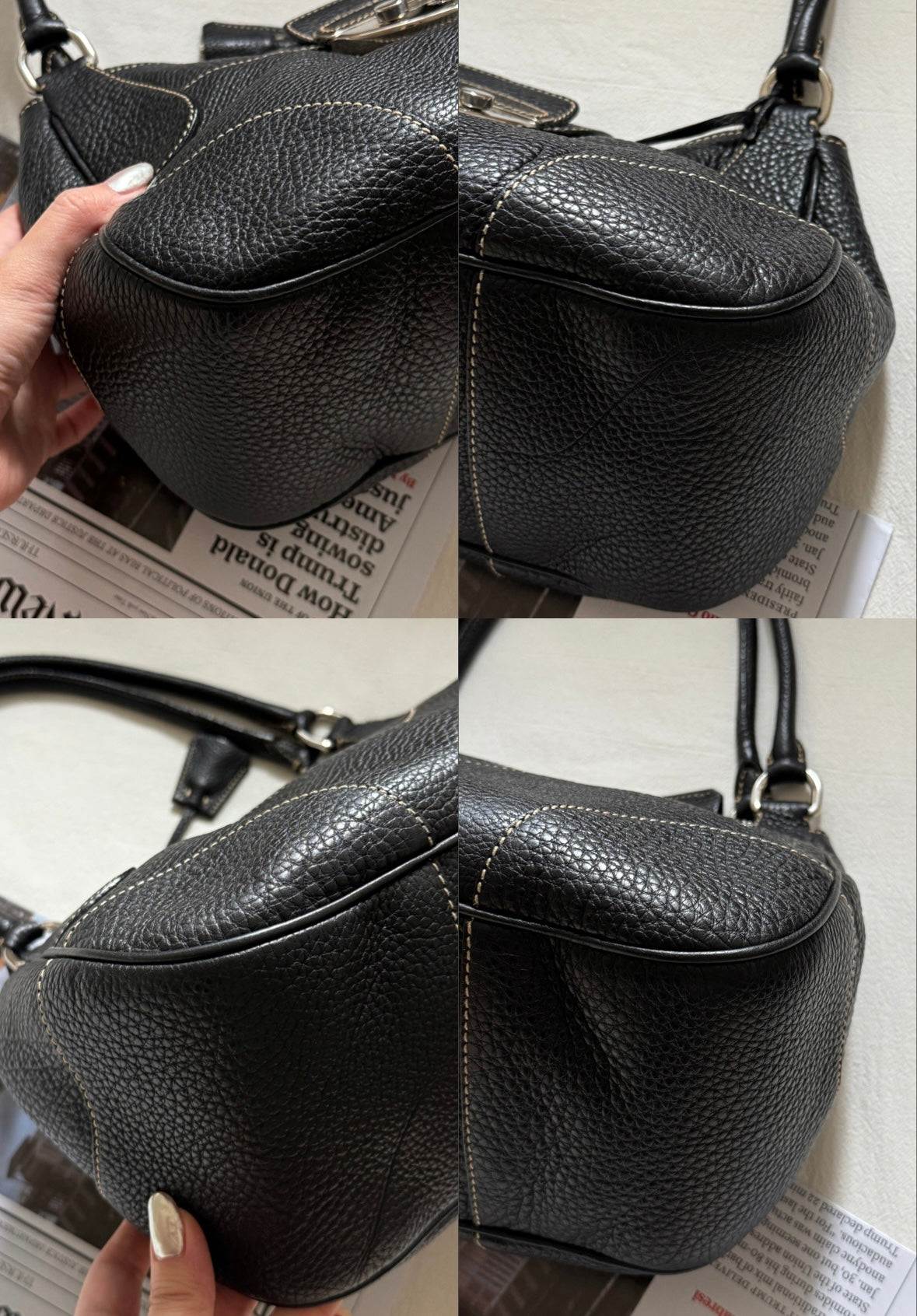 Vintage Prada 黑銀機車hobo bag🏍️