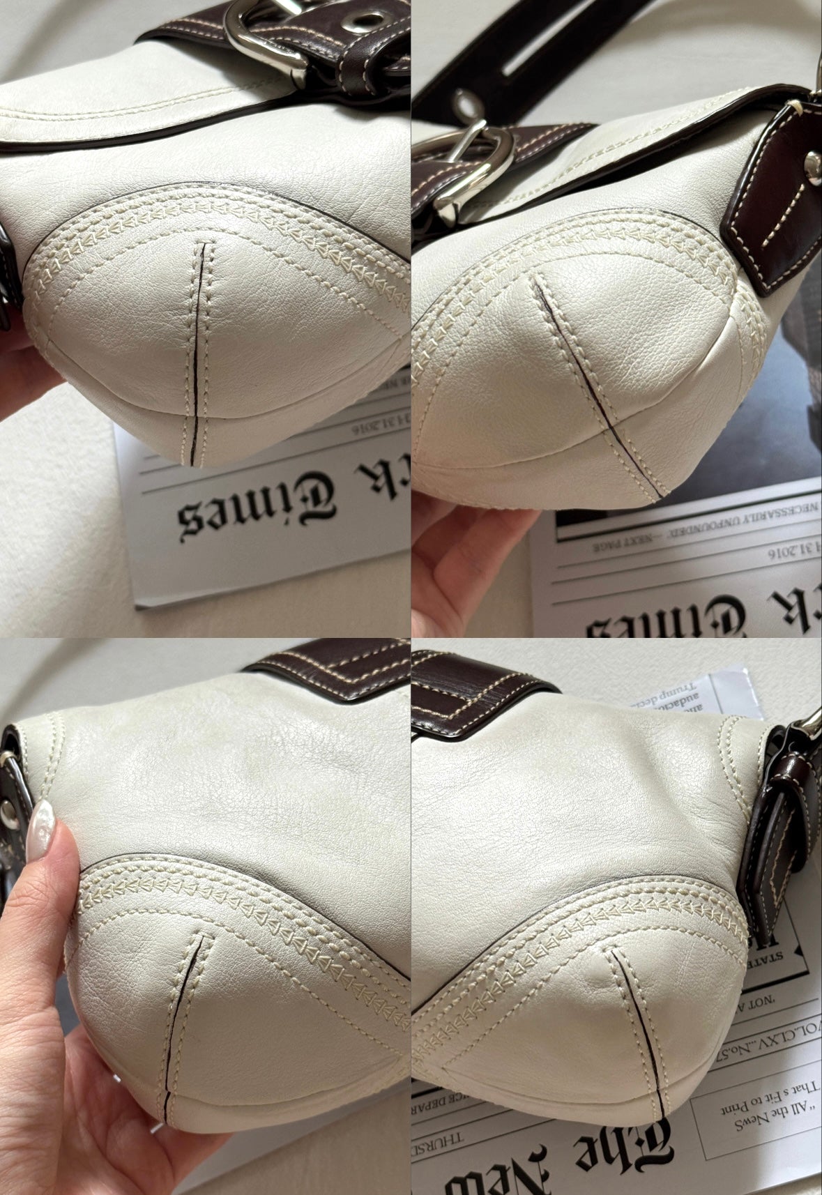 近新保存品!Vintage Coach拼色碗豆包