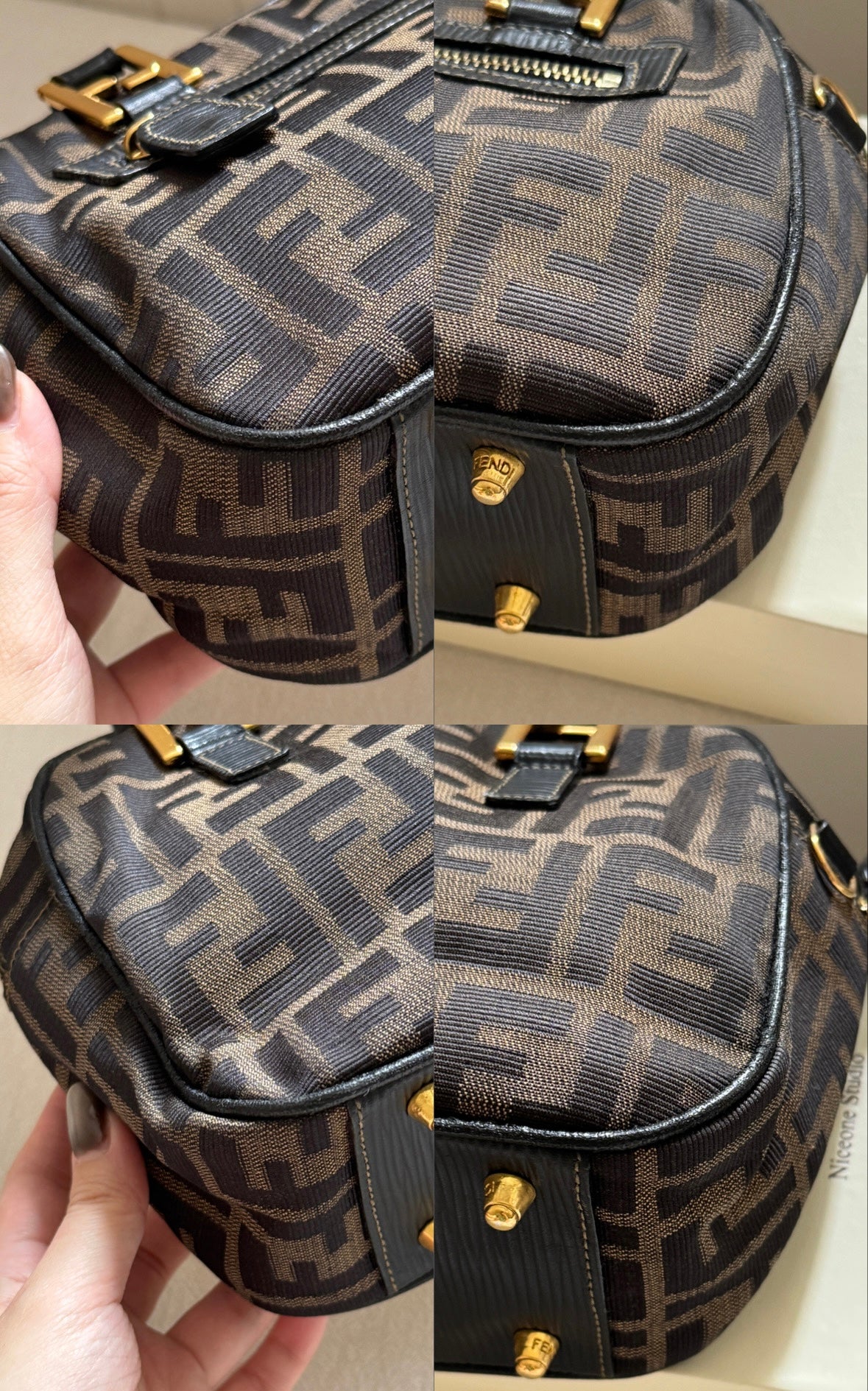 Vintage Fendi FF金扣老花2way bag🍂