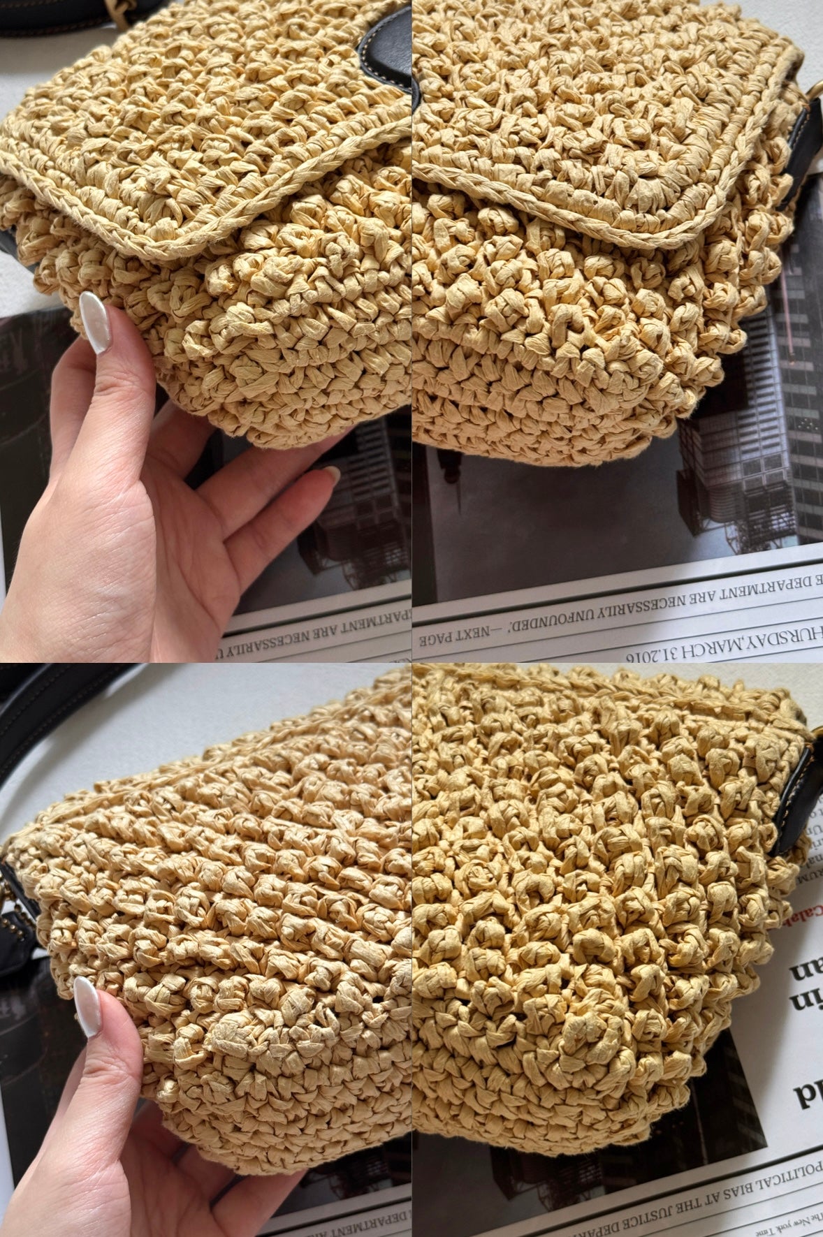 Pre-owned Coach raffia tabby
