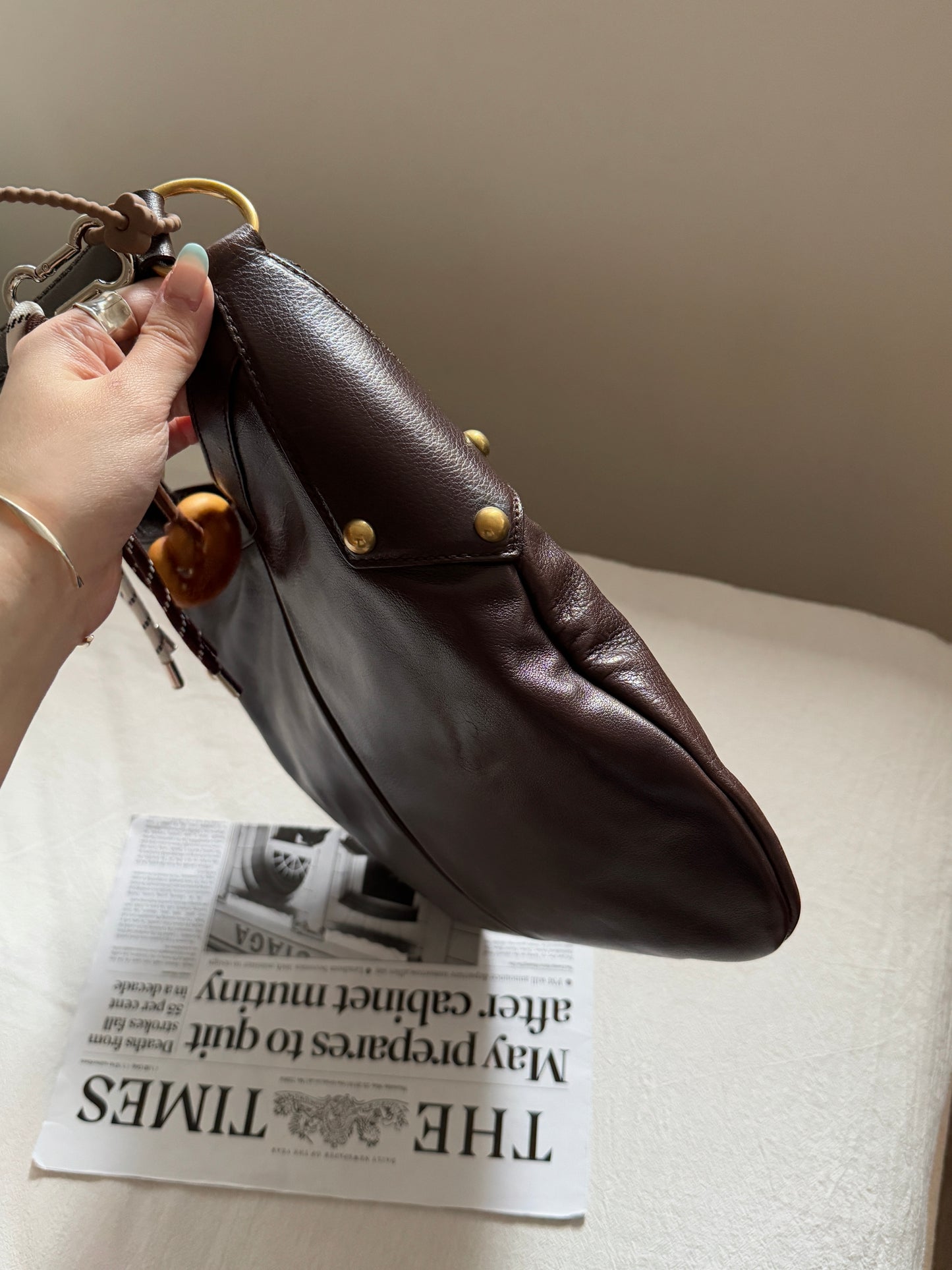 Vintage YSL 補丁logo leather hobo bag