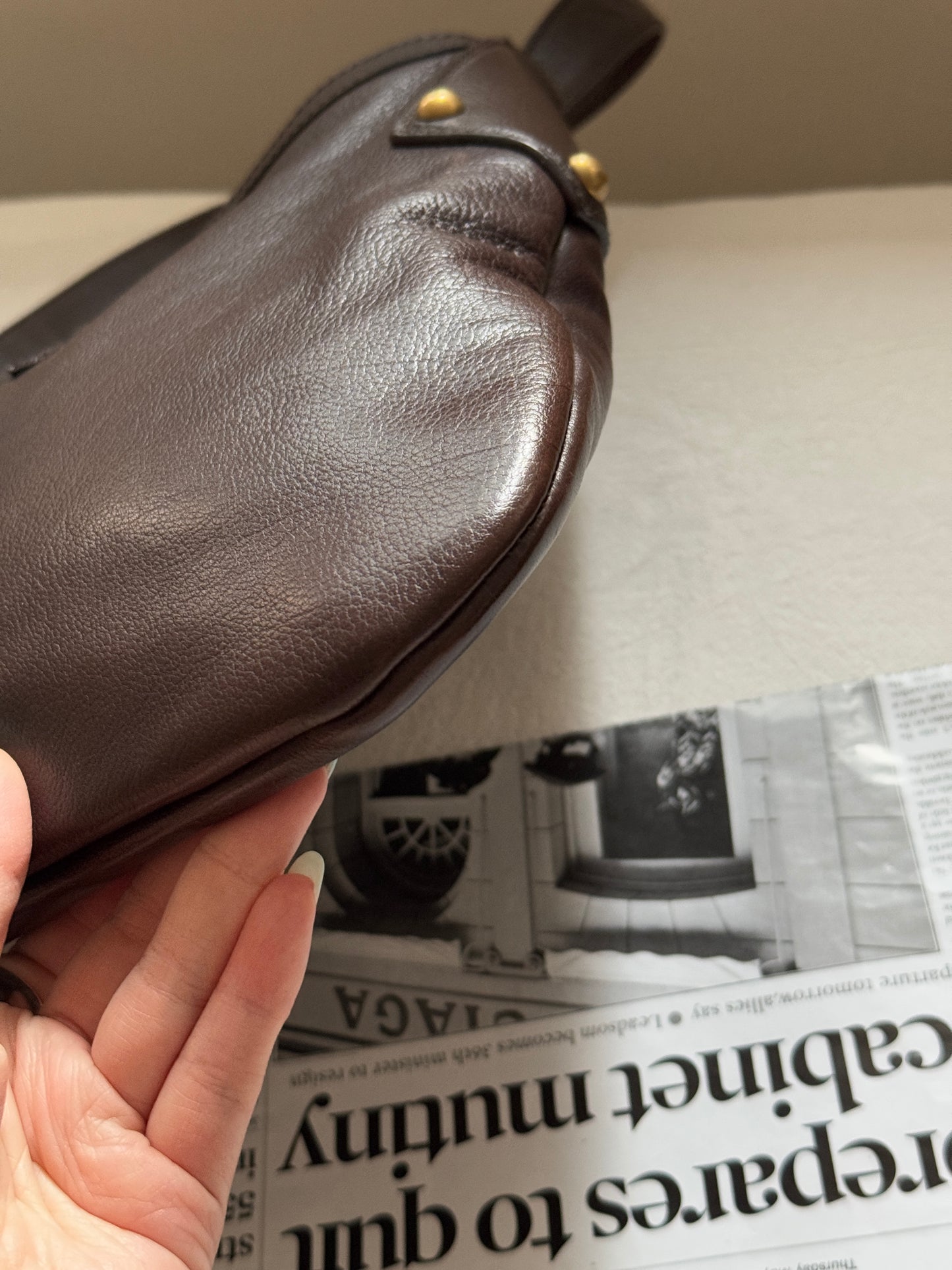Vintage YSL 補丁logo leather hobo bag