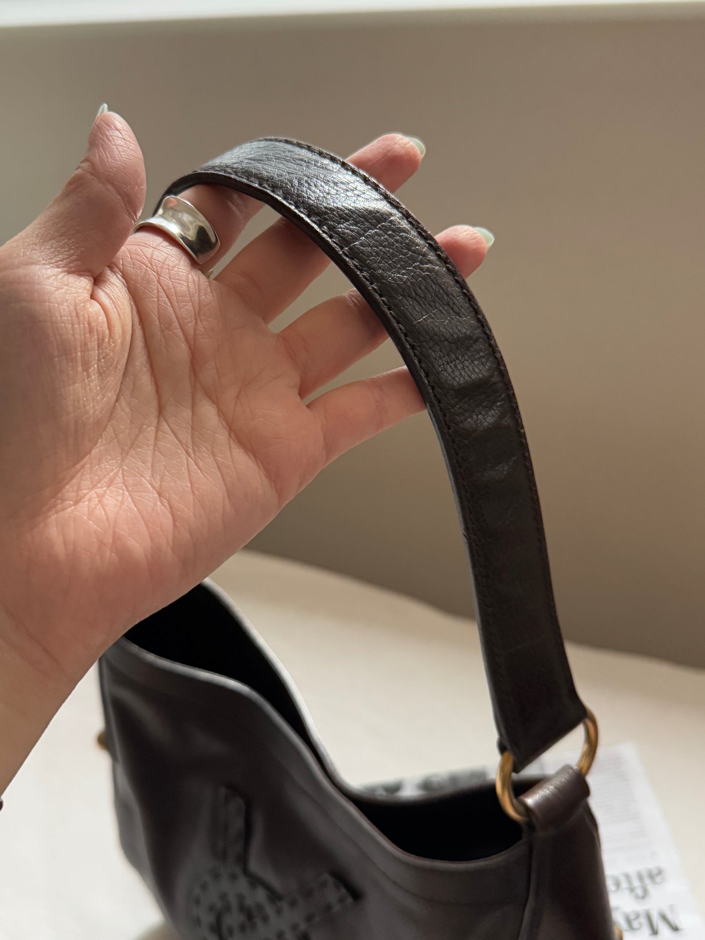 Vintage YSL 補丁logo leather hobo bag
