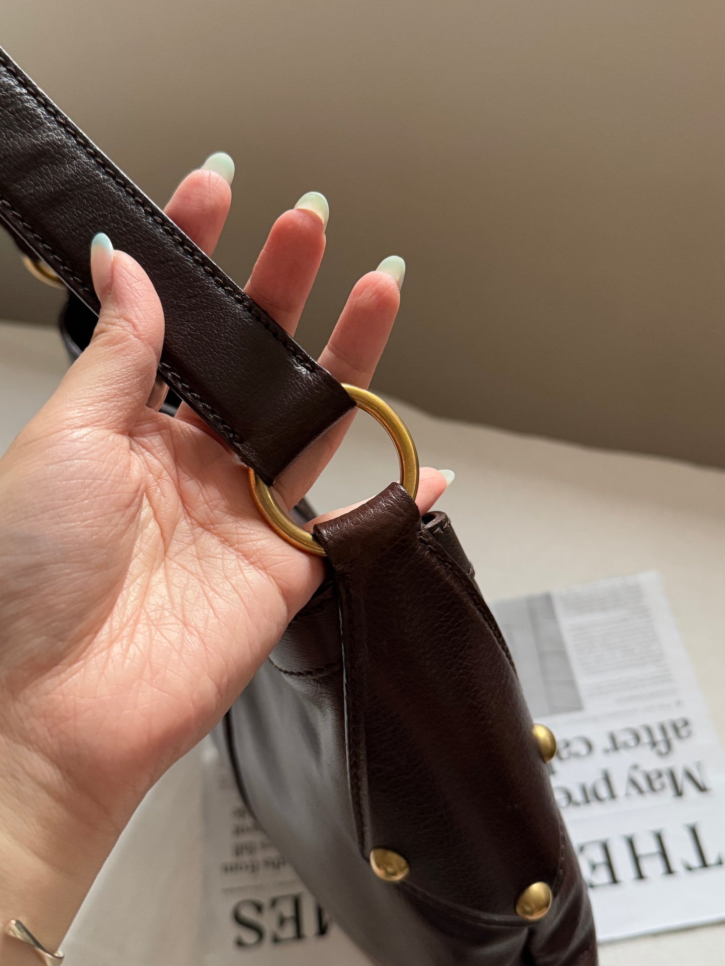 Vintage YSL 補丁logo leather hobo bag