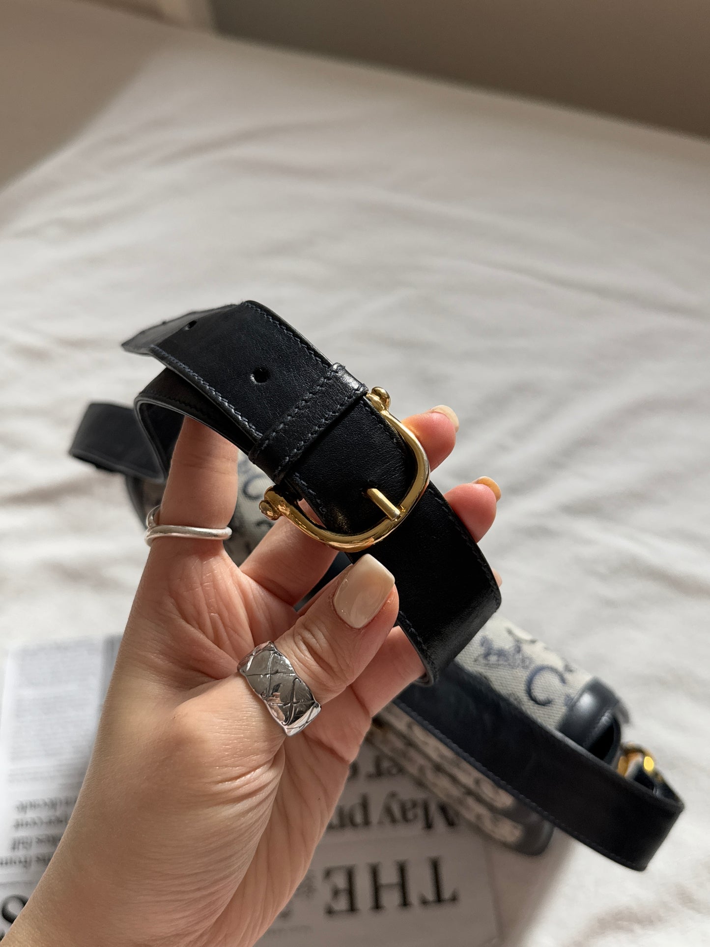 少有好成色!Vintage Celine藍花大馬車包🎠