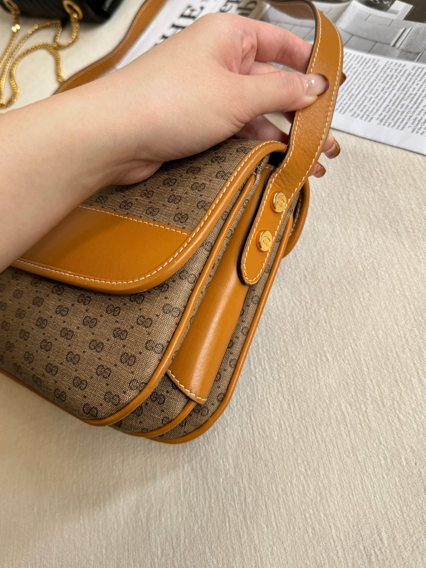 Vintage Gucci 奶茶monogram crossbody