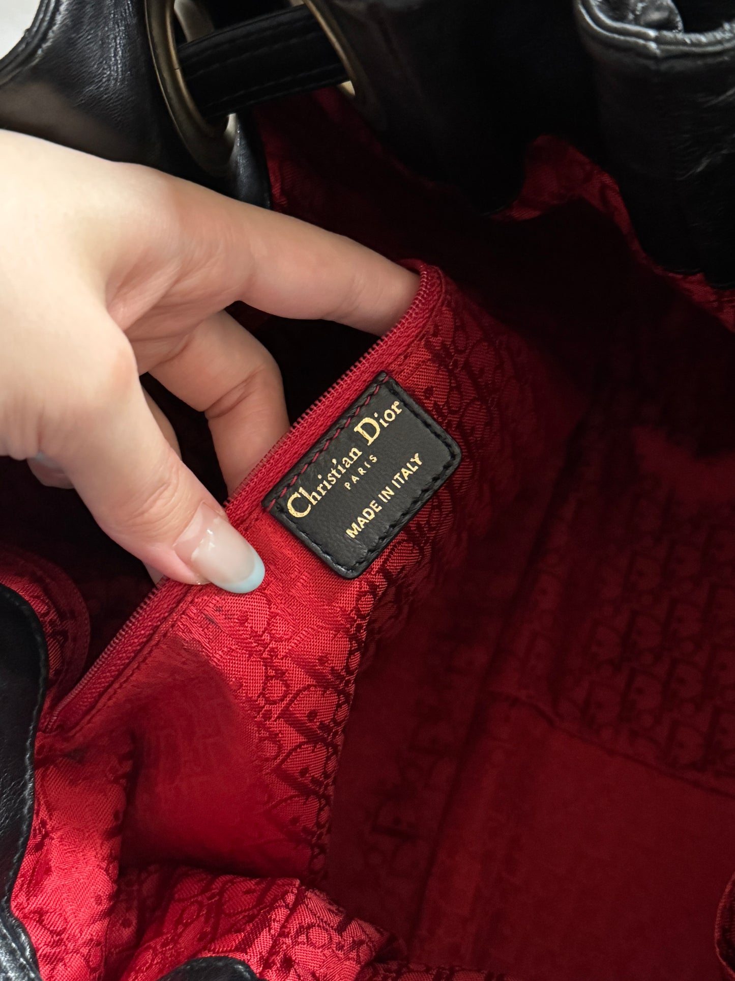 Vintage Dior cannage羊皮菱格大hobo