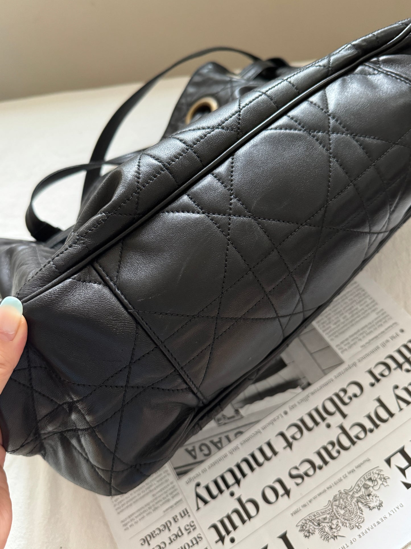 Vintage Dior cannage羊皮菱格大hobo