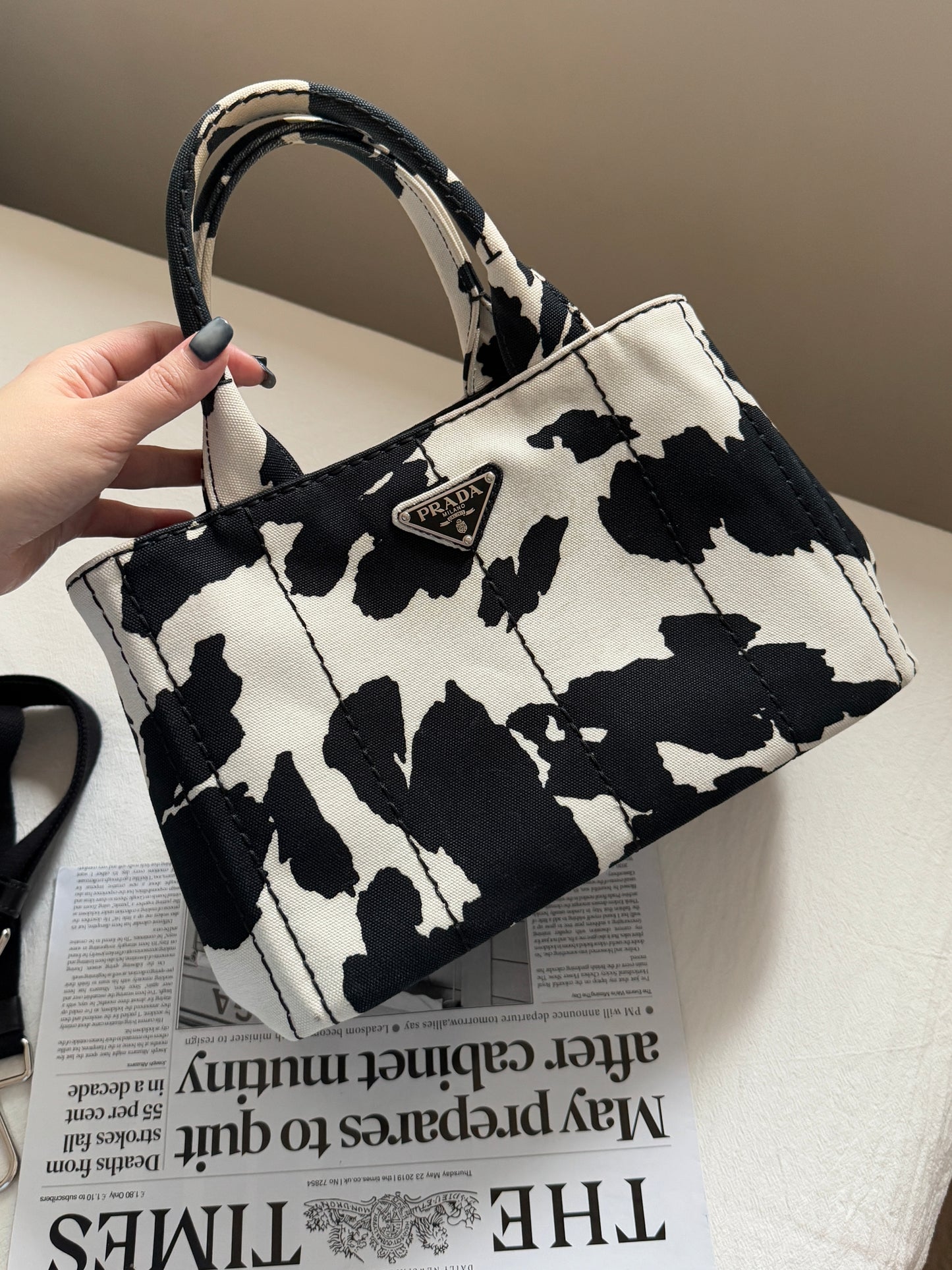 Vintage Prada 奶牛配色2-way tote🐄