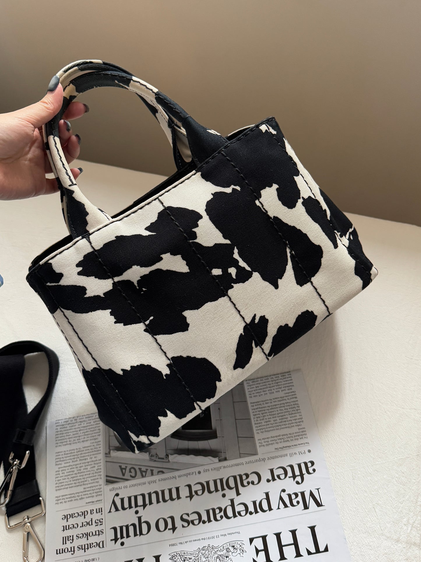 Vintage Prada 奶牛配色2-way tote🐄