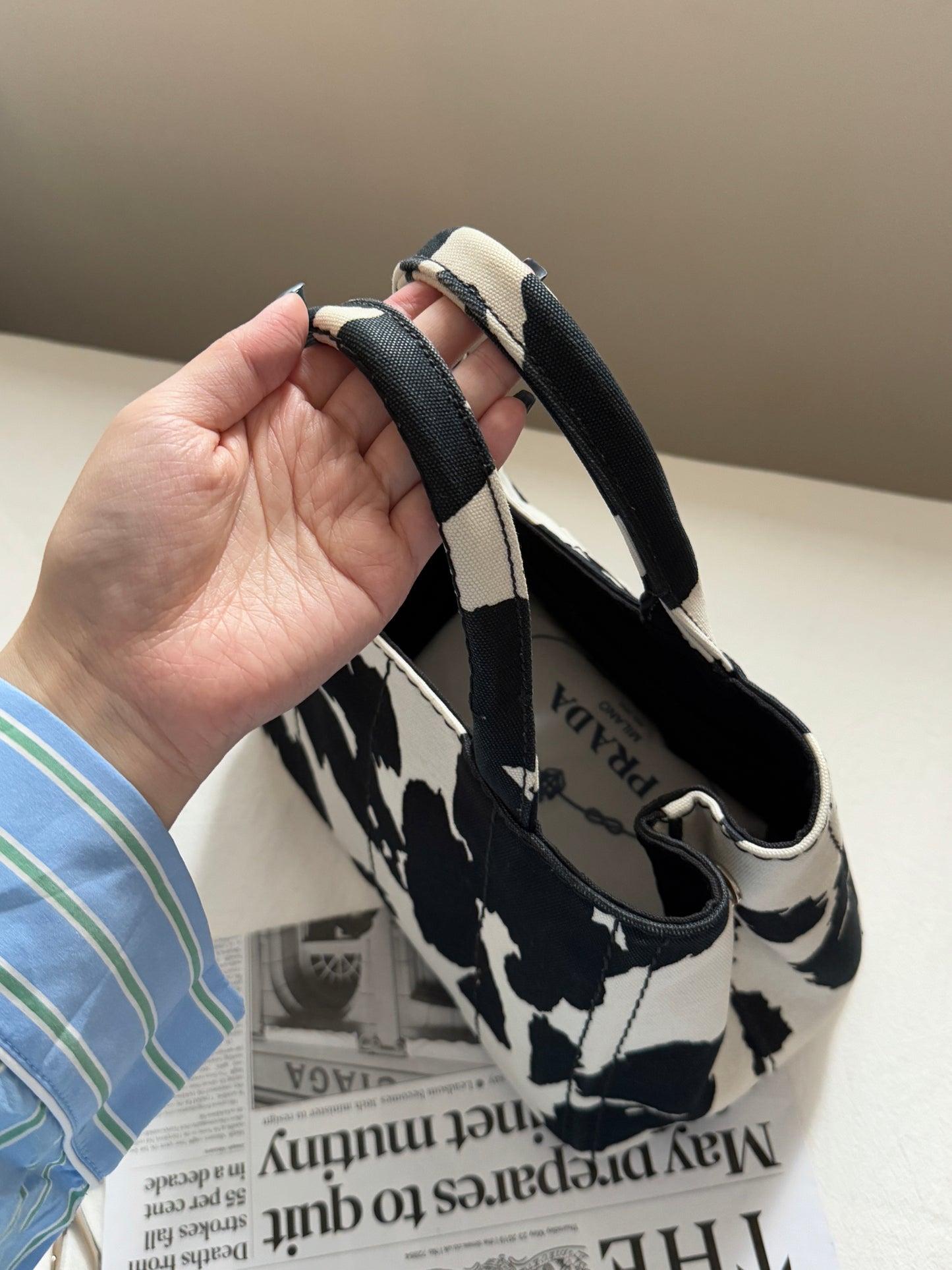 Vintage Prada 奶牛配色2-way tote🐄
