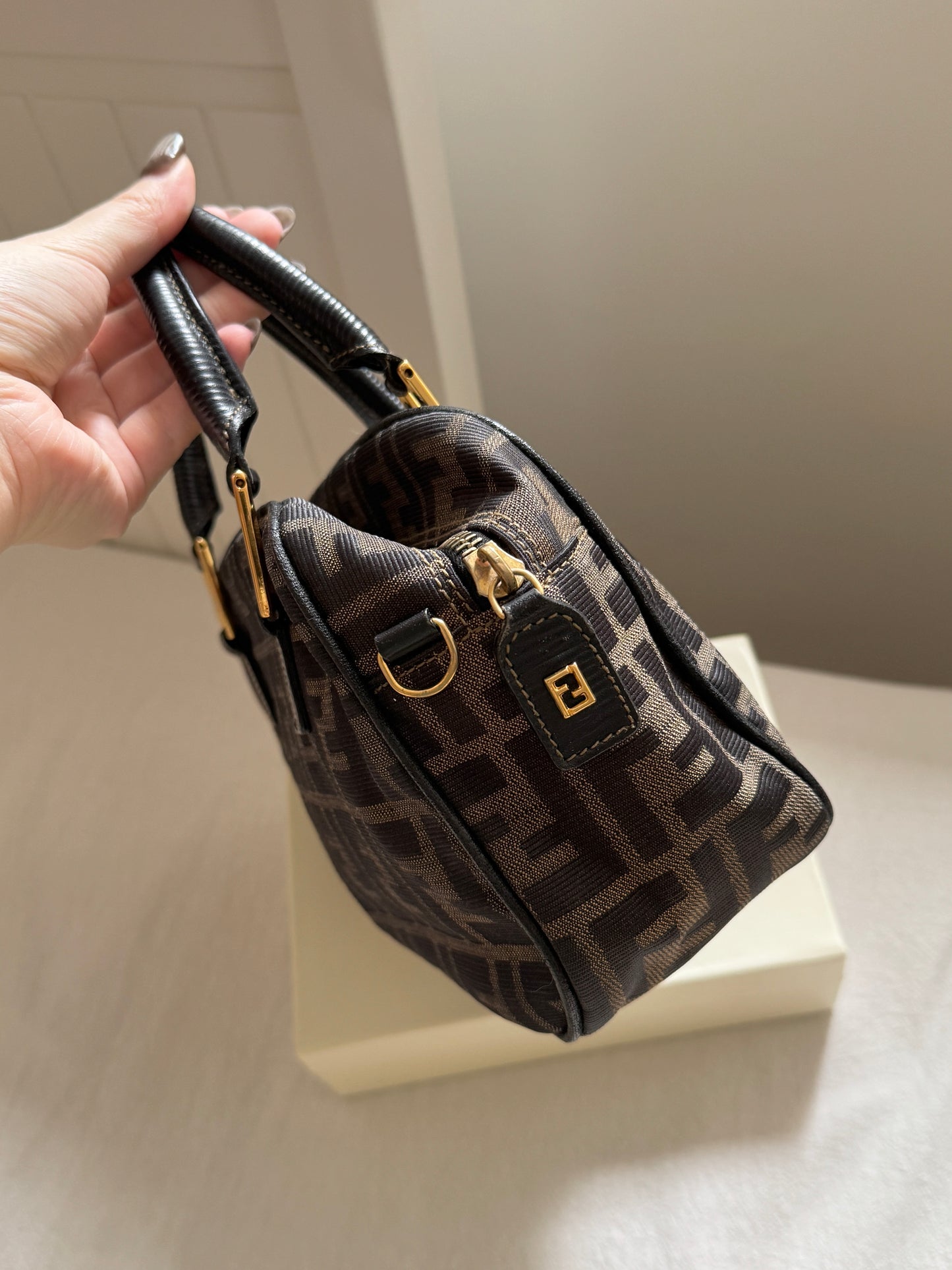 Vintage Fendi FF金扣老花2way bag🍂