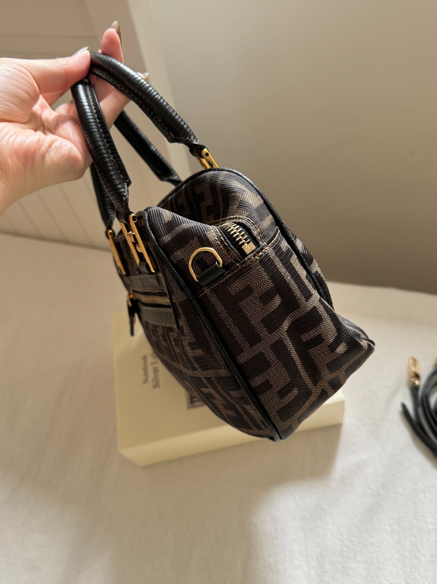 Vintage Fendi FF金扣老花2way bag🍂