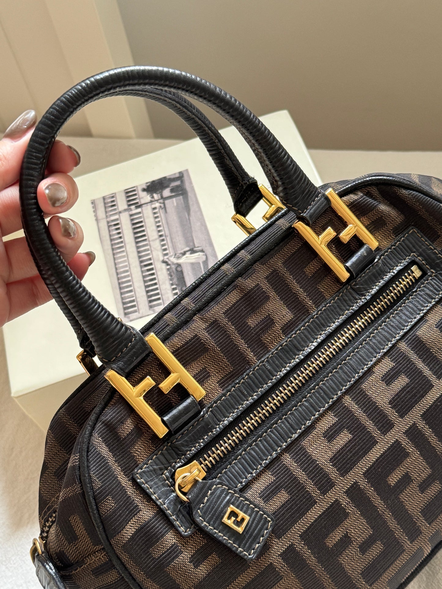 Vintage Fendi FF金扣老花2way bag🍂