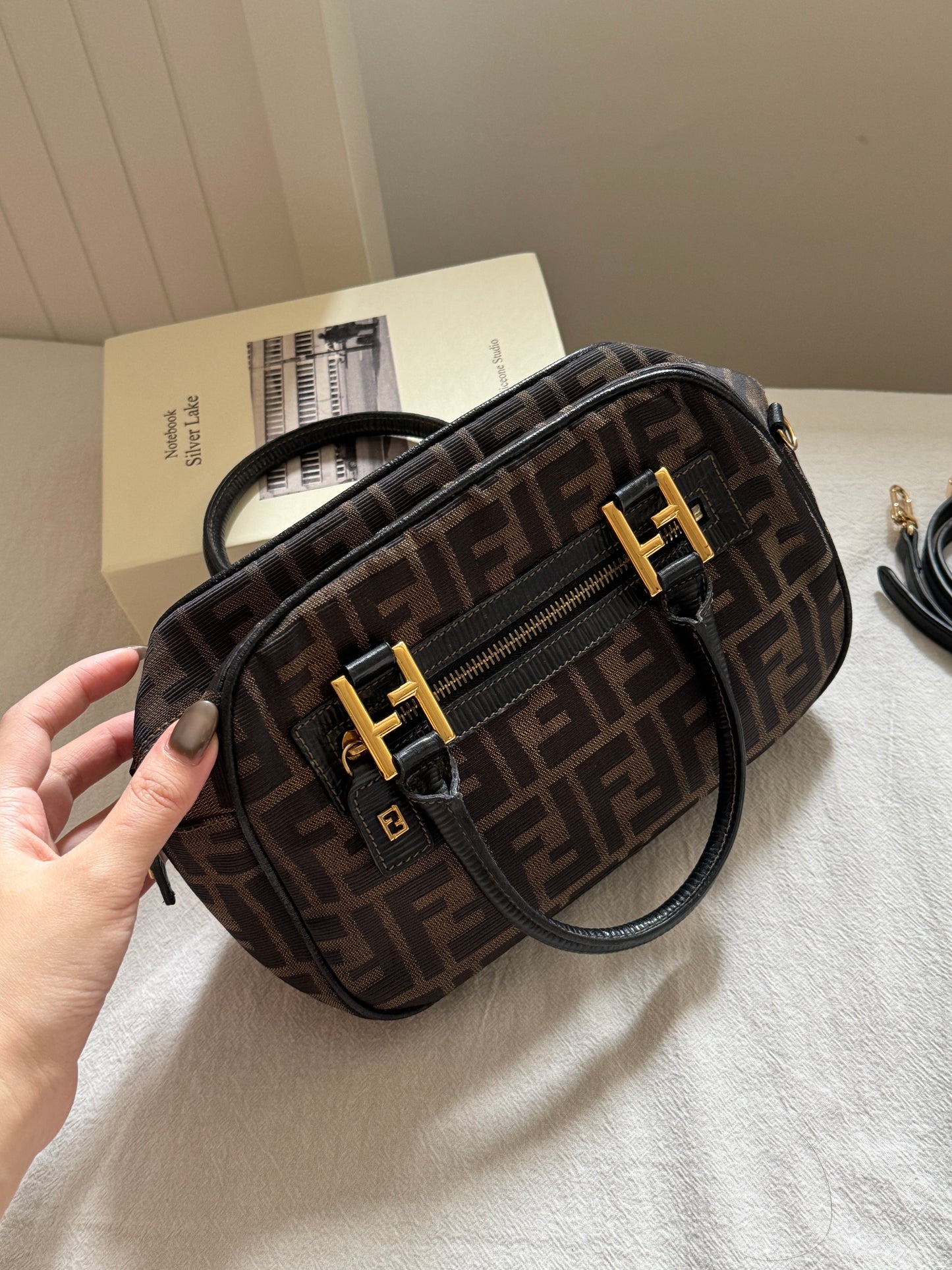 Vintage Fendi FF金扣老花2way bag🍂