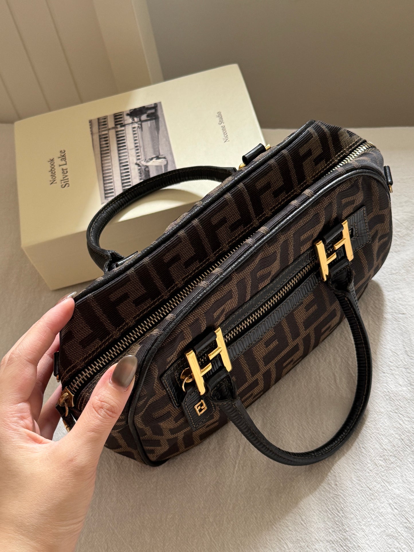 Vintage Fendi FF金扣老花2way bag🍂