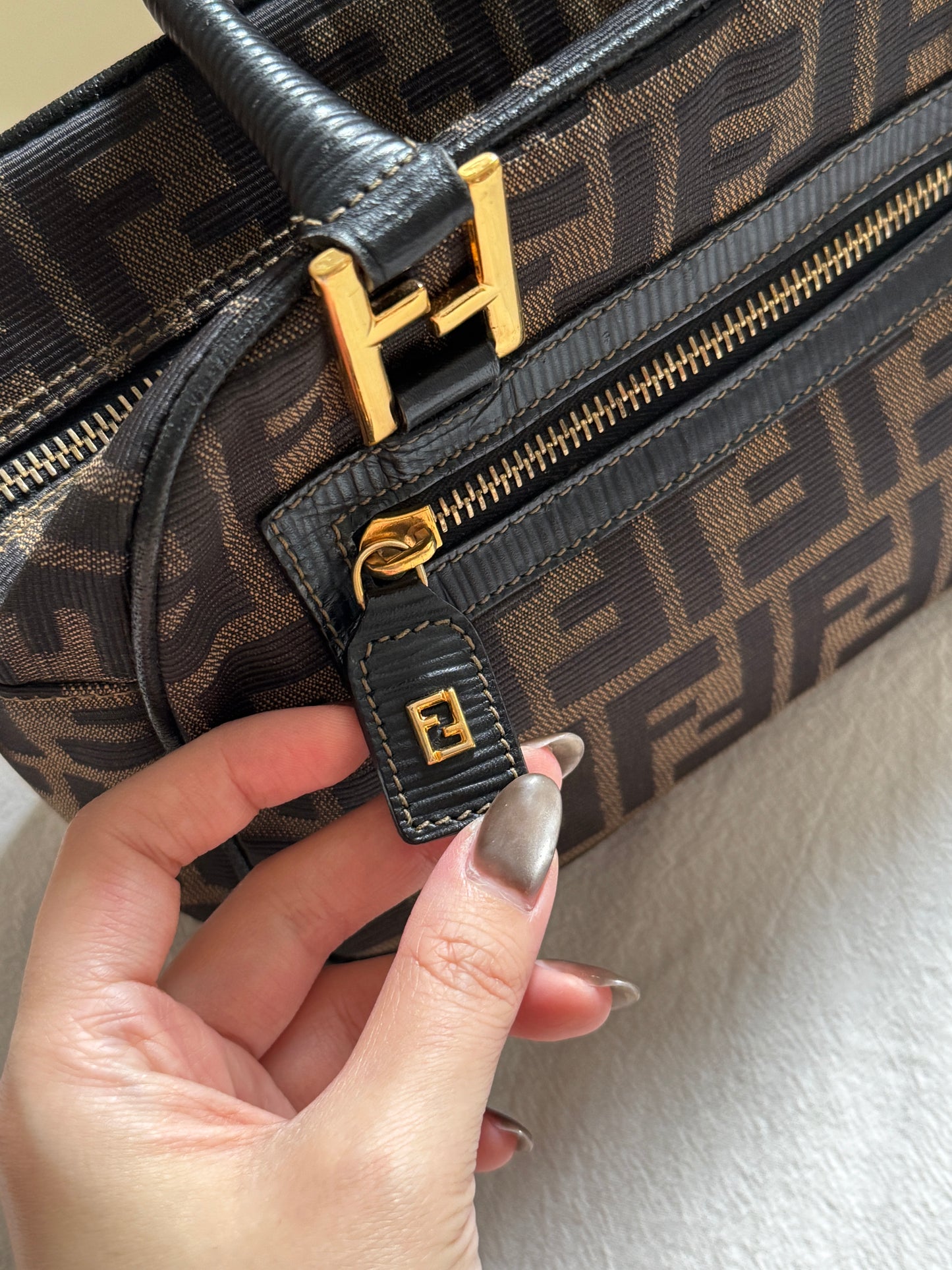 Vintage Fendi FF金扣老花2way bag🍂
