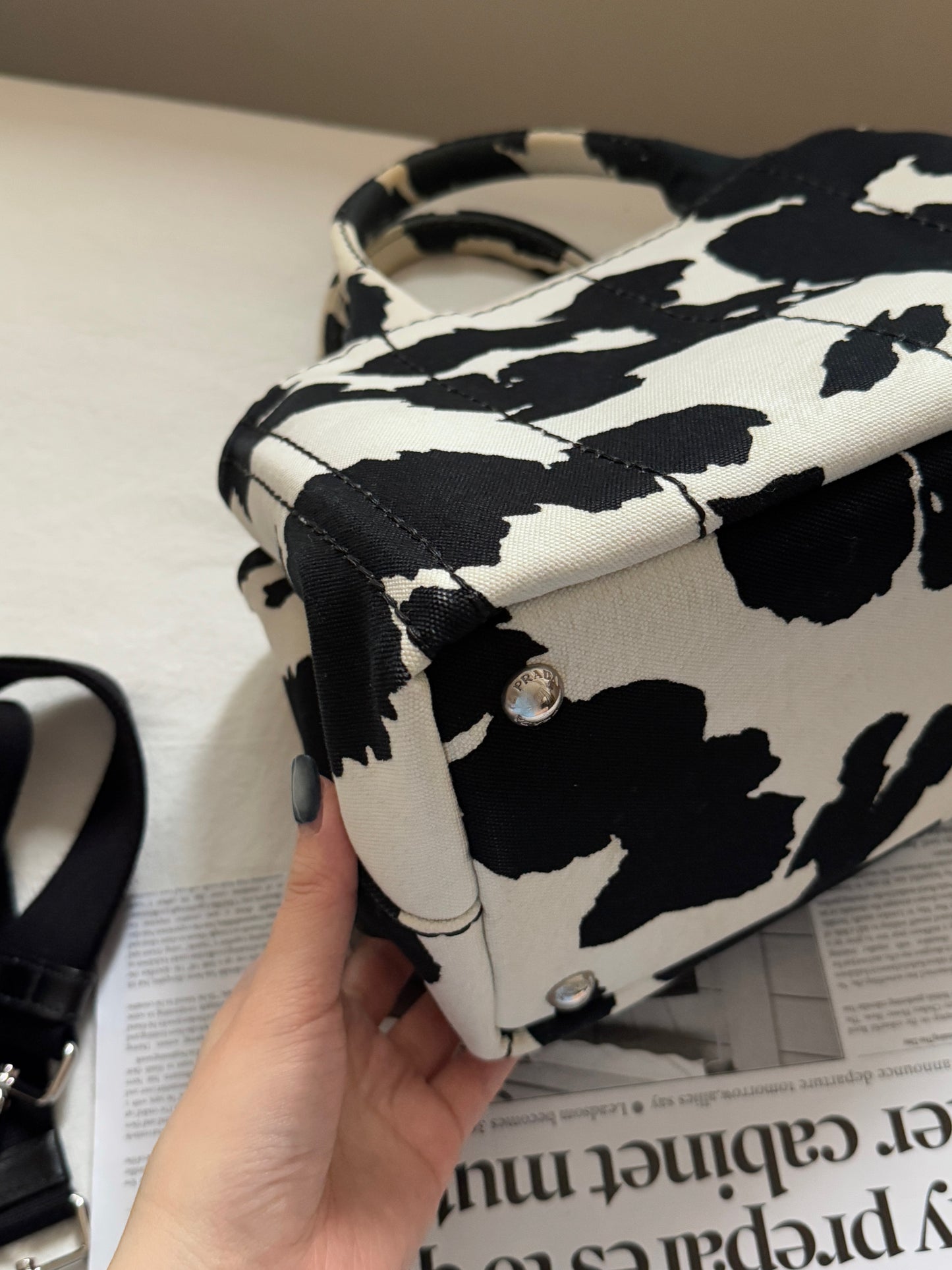 Vintage Prada 奶牛配色2-way tote🐄