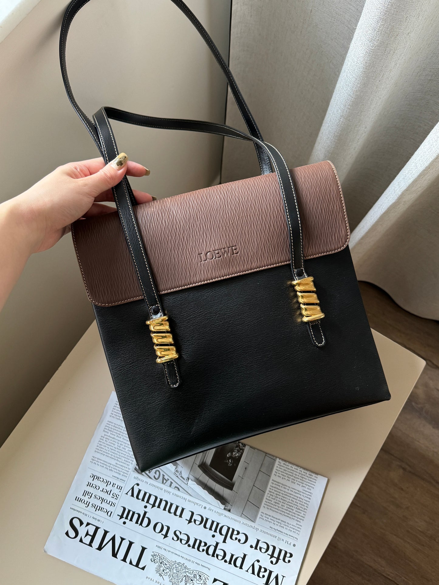 Vintage Loewe 蛇骨leather shoulder bag🤎