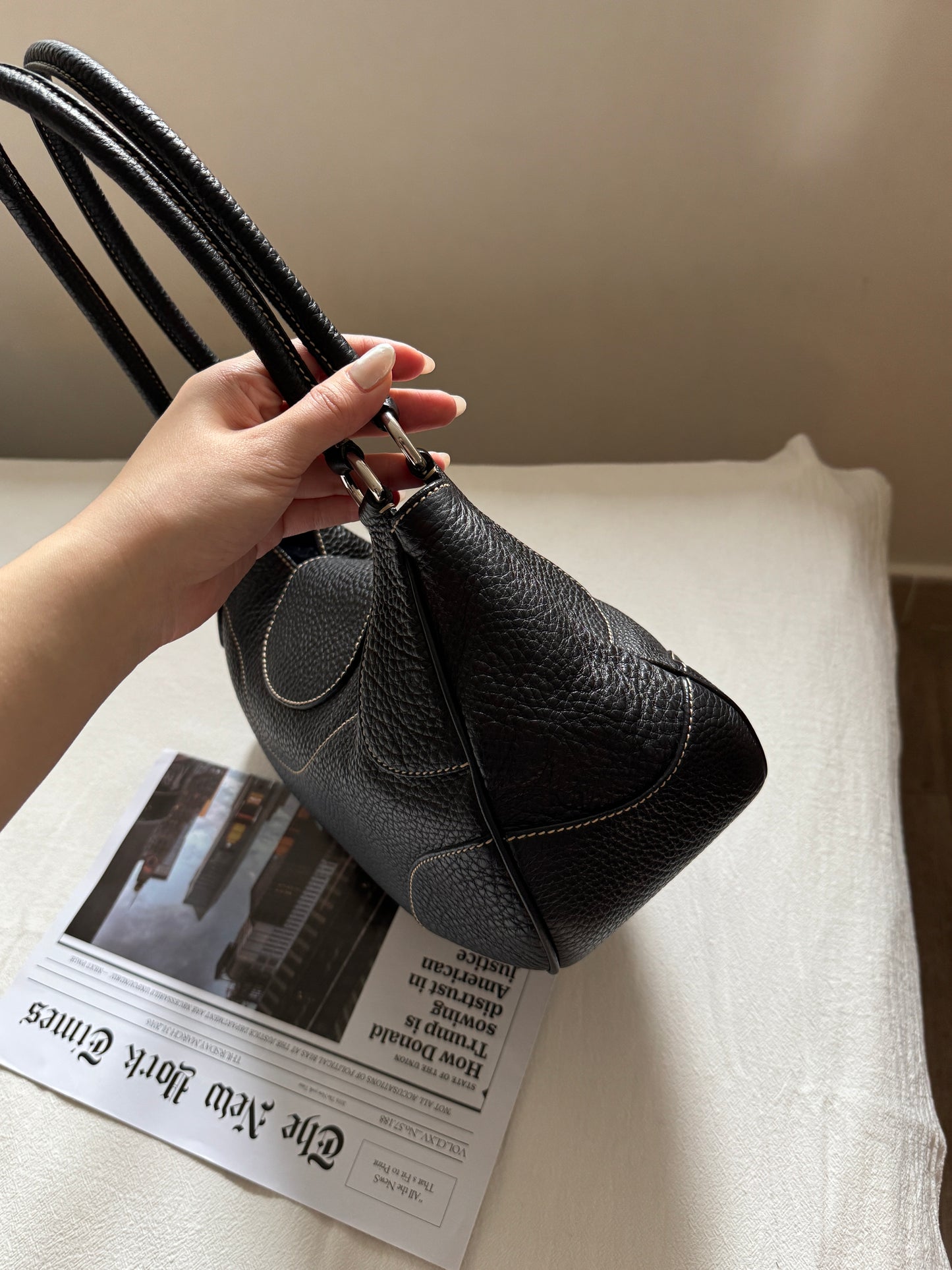 Vintage Prada 黑銀機車hobo bag🏍️