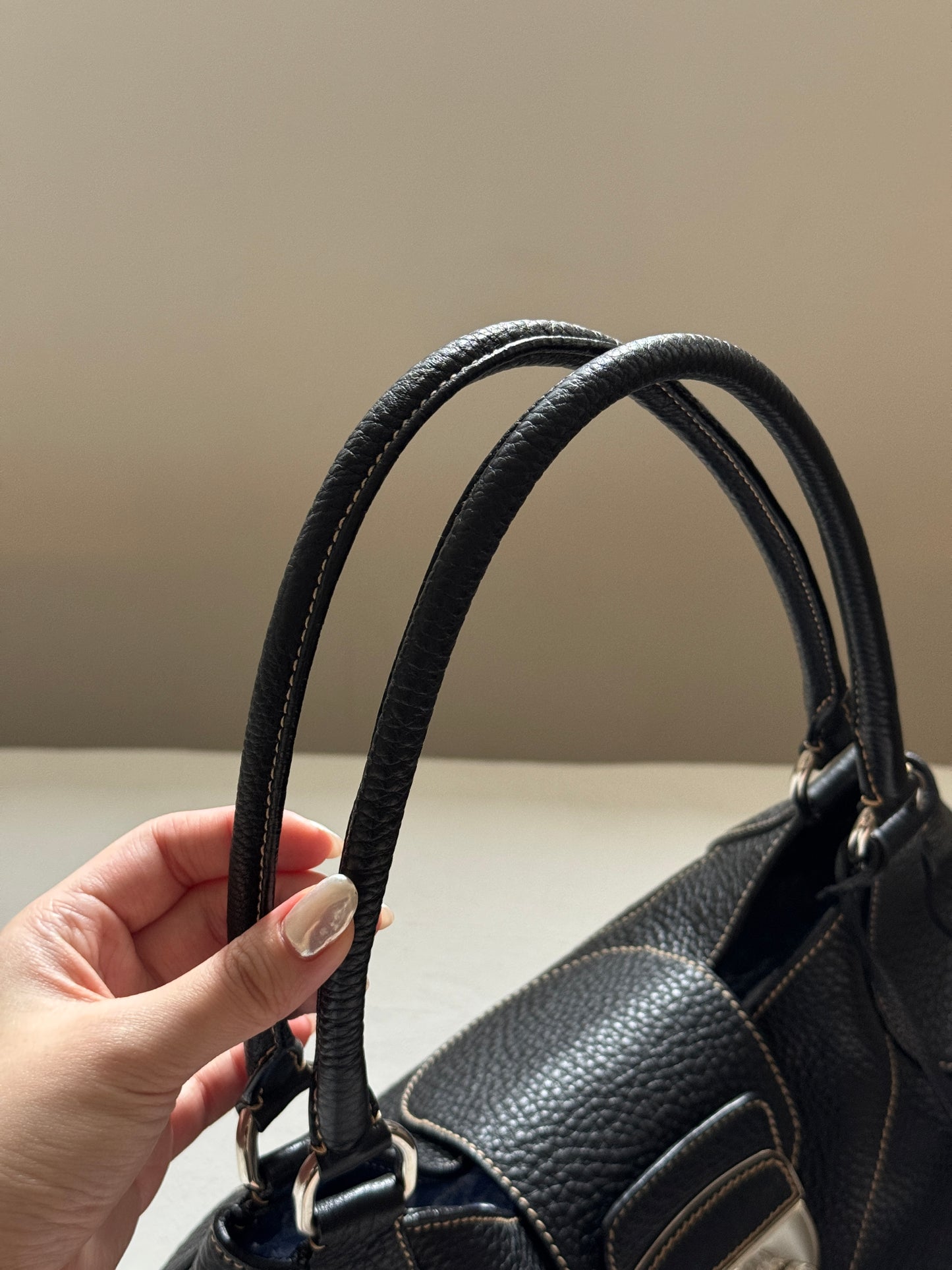 Vintage Prada 黑銀機車hobo bag🏍️