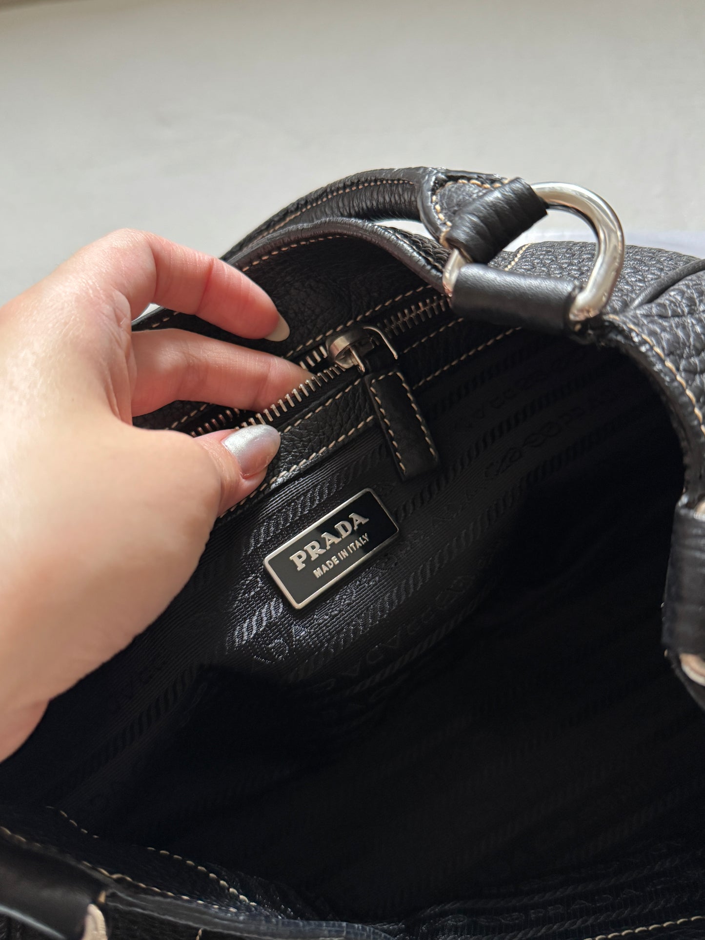 Vintage Prada 黑銀機車hobo bag🏍️