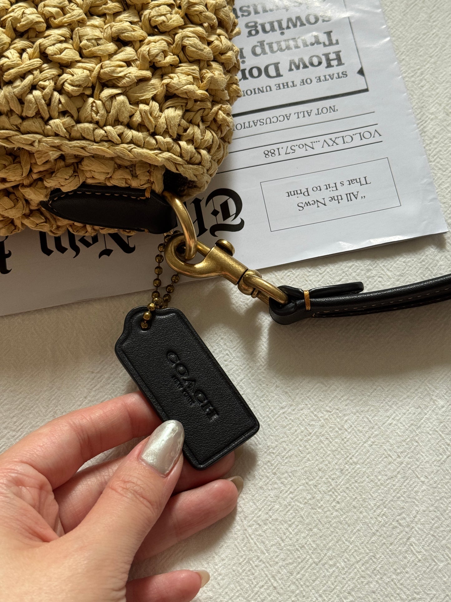 Pre-owned Coach raffia tabby