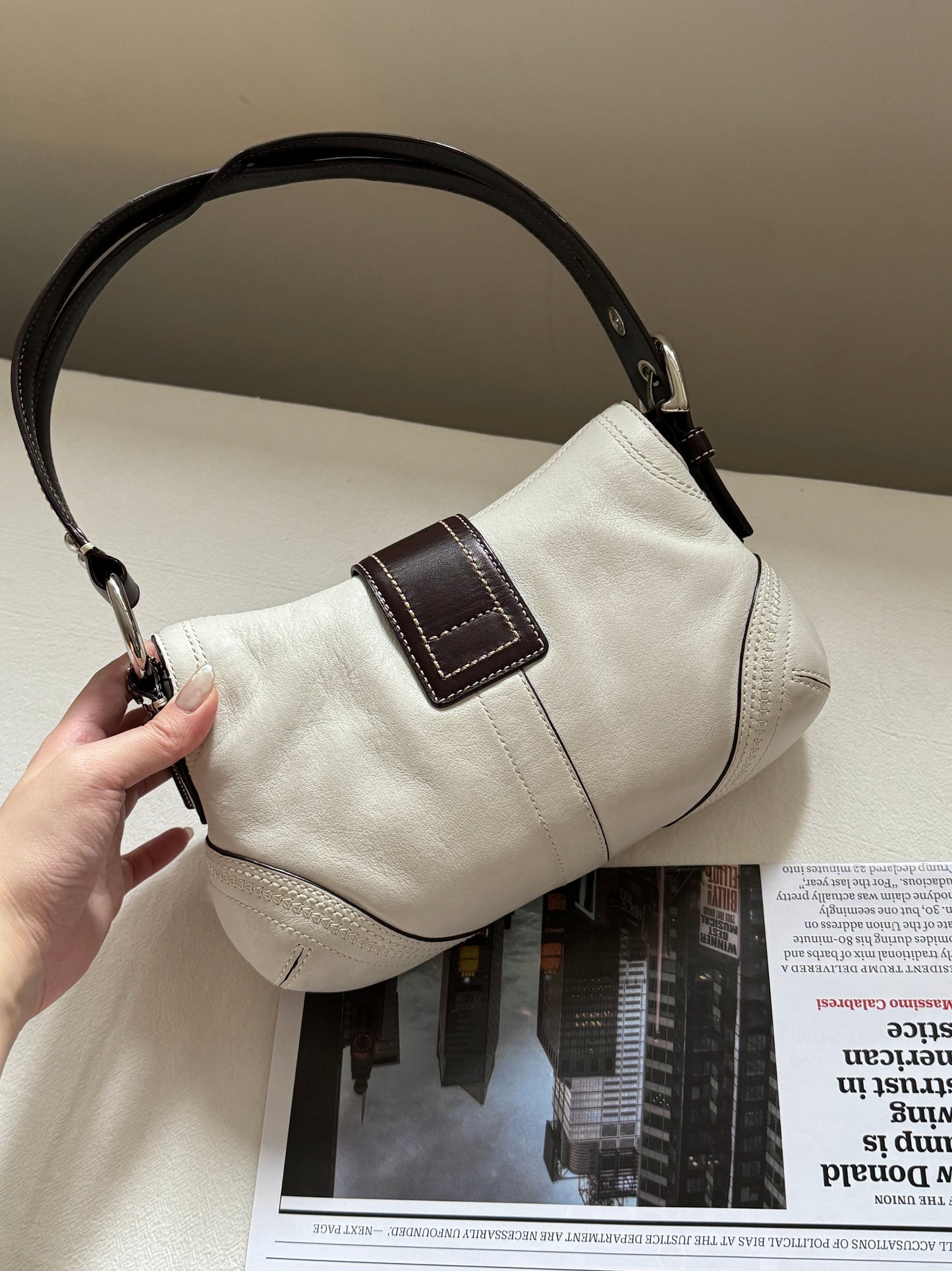 近新保存品!Vintage Coach拼色碗豆包