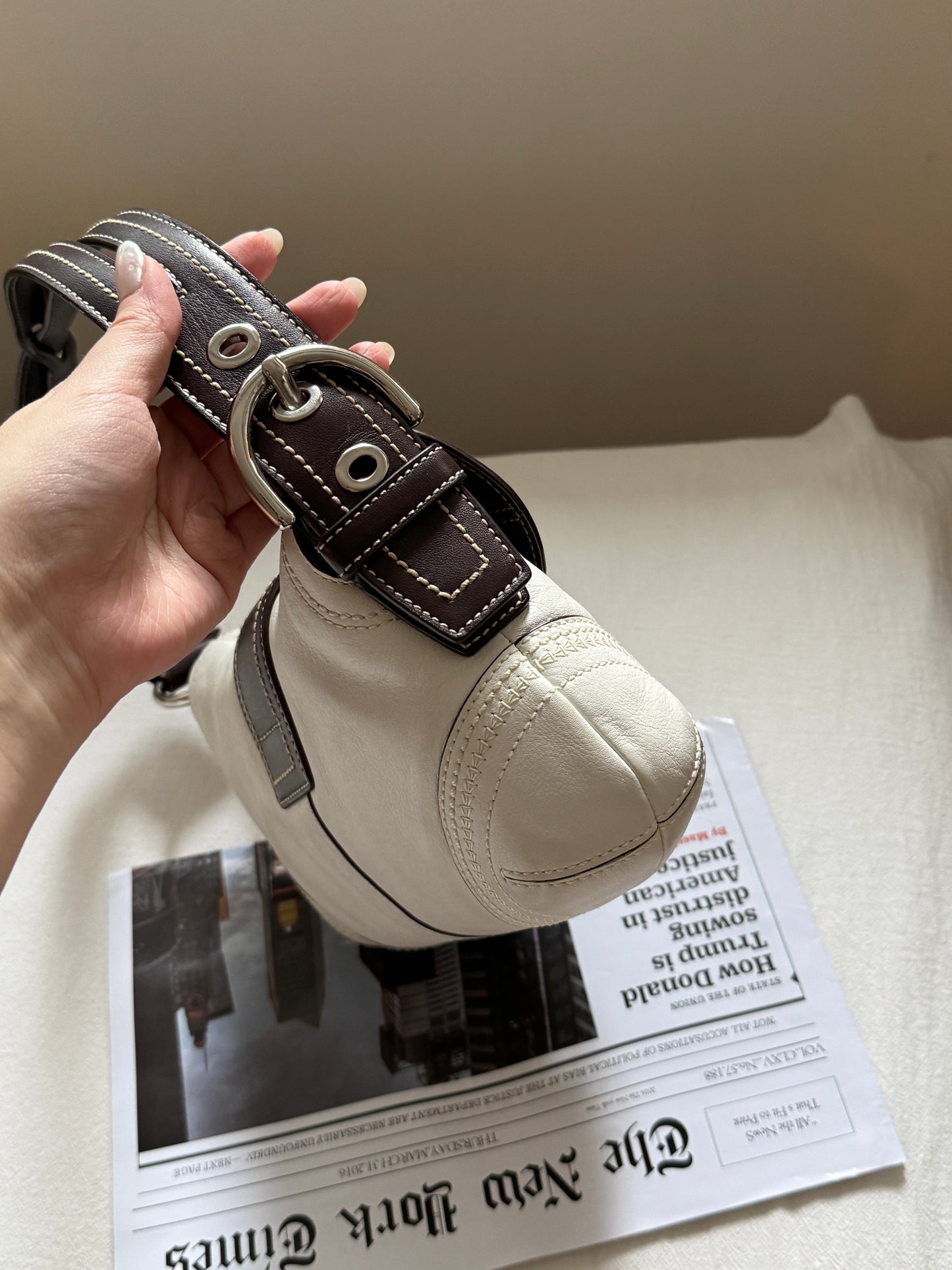 近新保存品!Vintage Coach拼色碗豆包