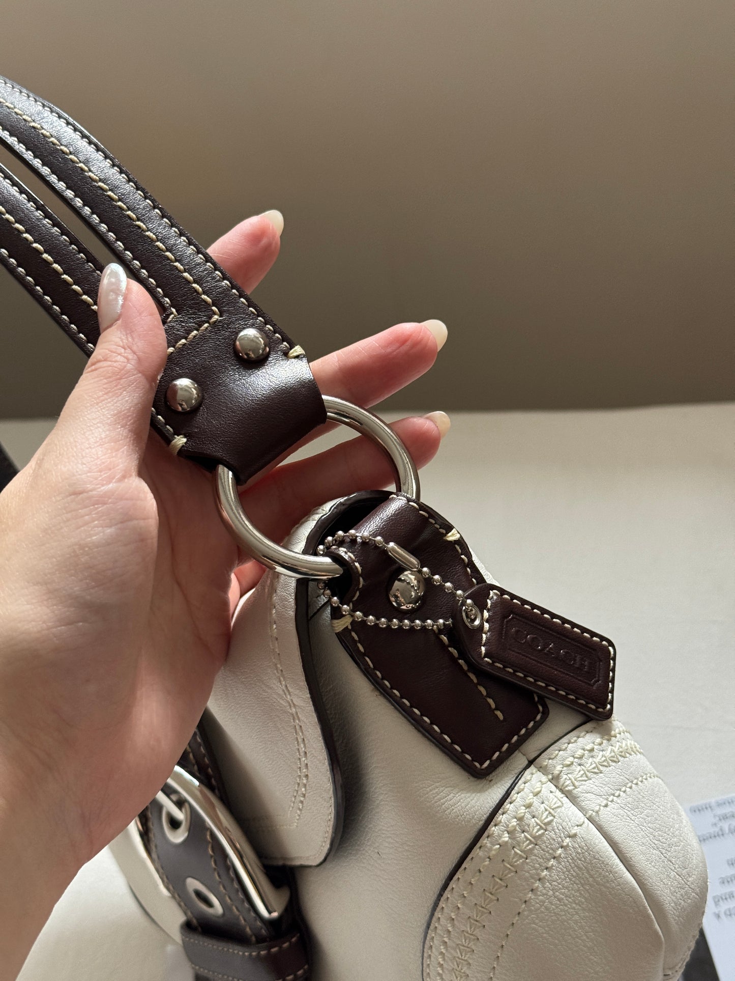 近新保存品!Vintage Coach拼色碗豆包