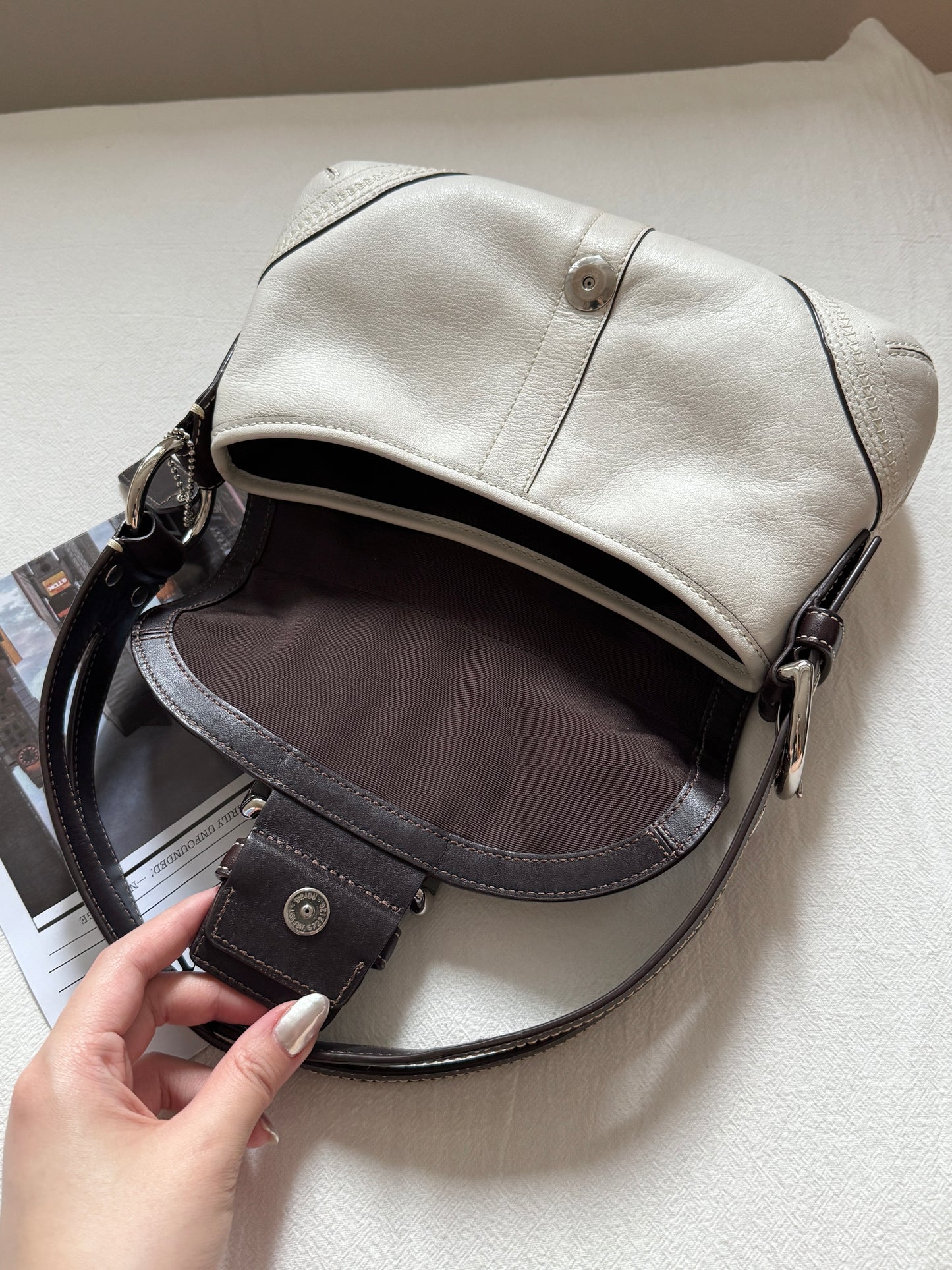 近新保存品!Vintage Coach拼色碗豆包