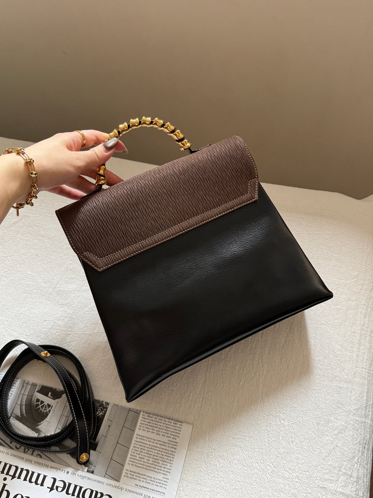 Vintage Loewe velazquez蛇骨kelly 黑色