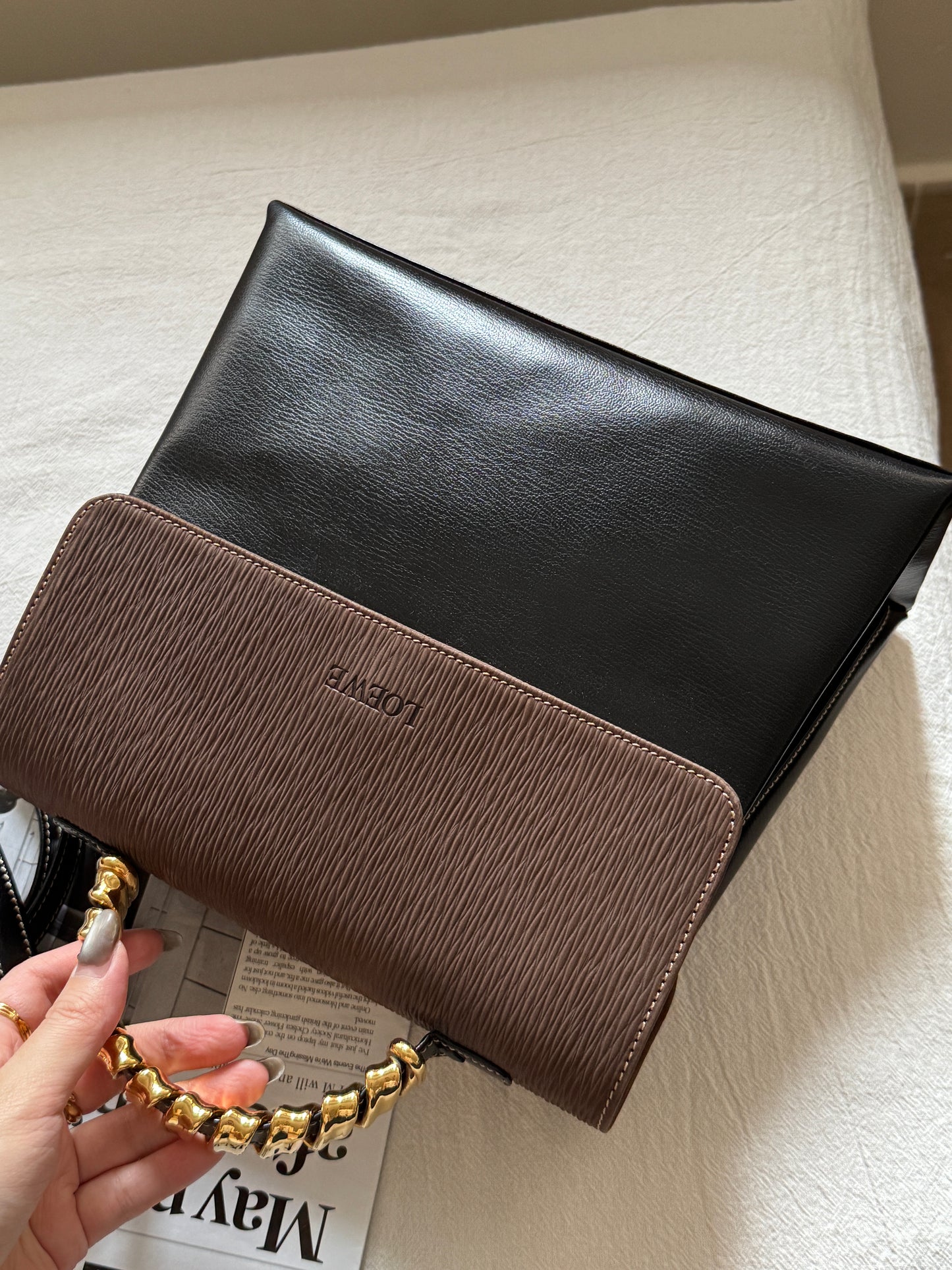 Vintage Loewe velazquez蛇骨kelly 黑色