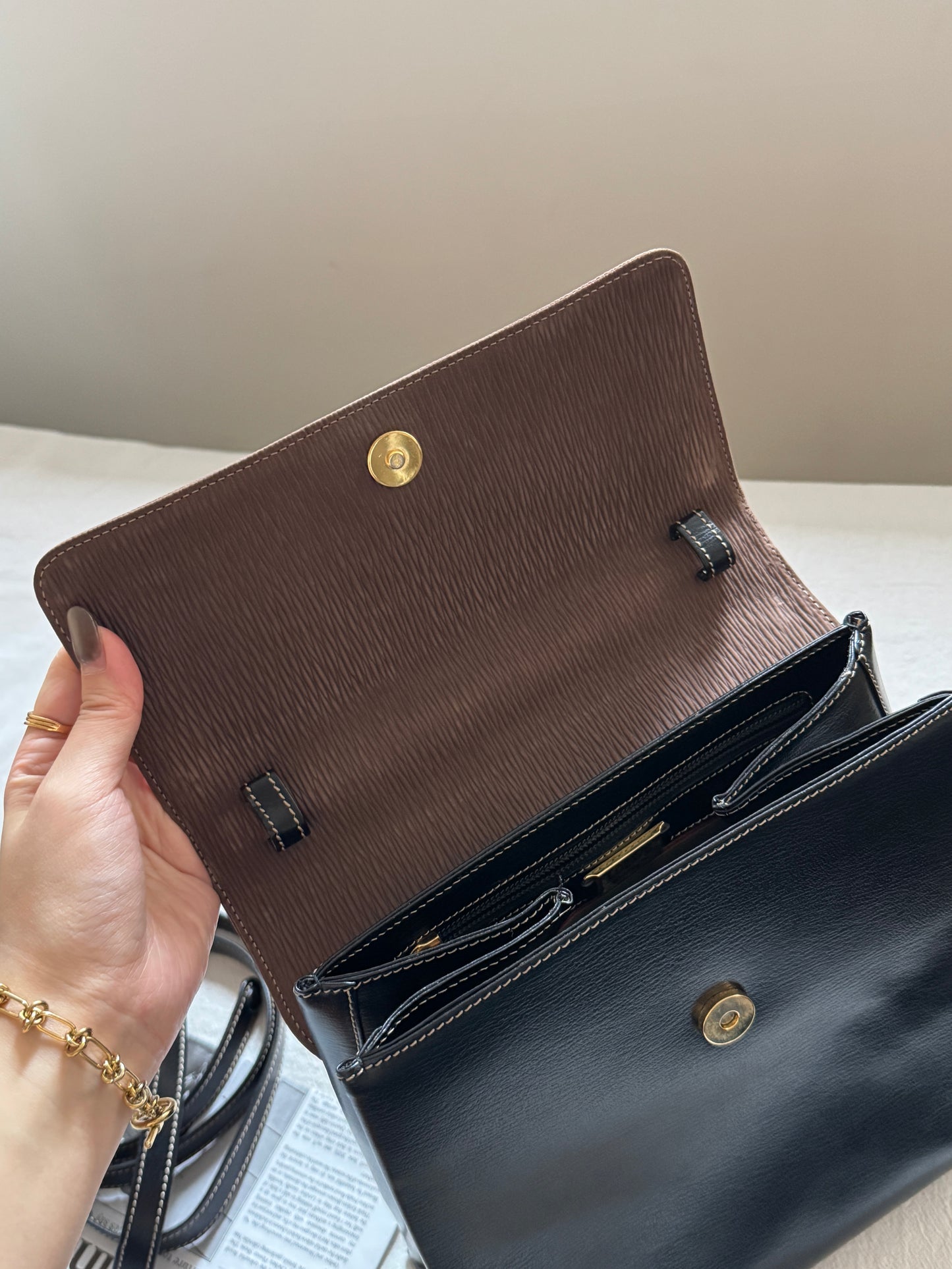 Vintage Loewe velazquez蛇骨kelly 黑色