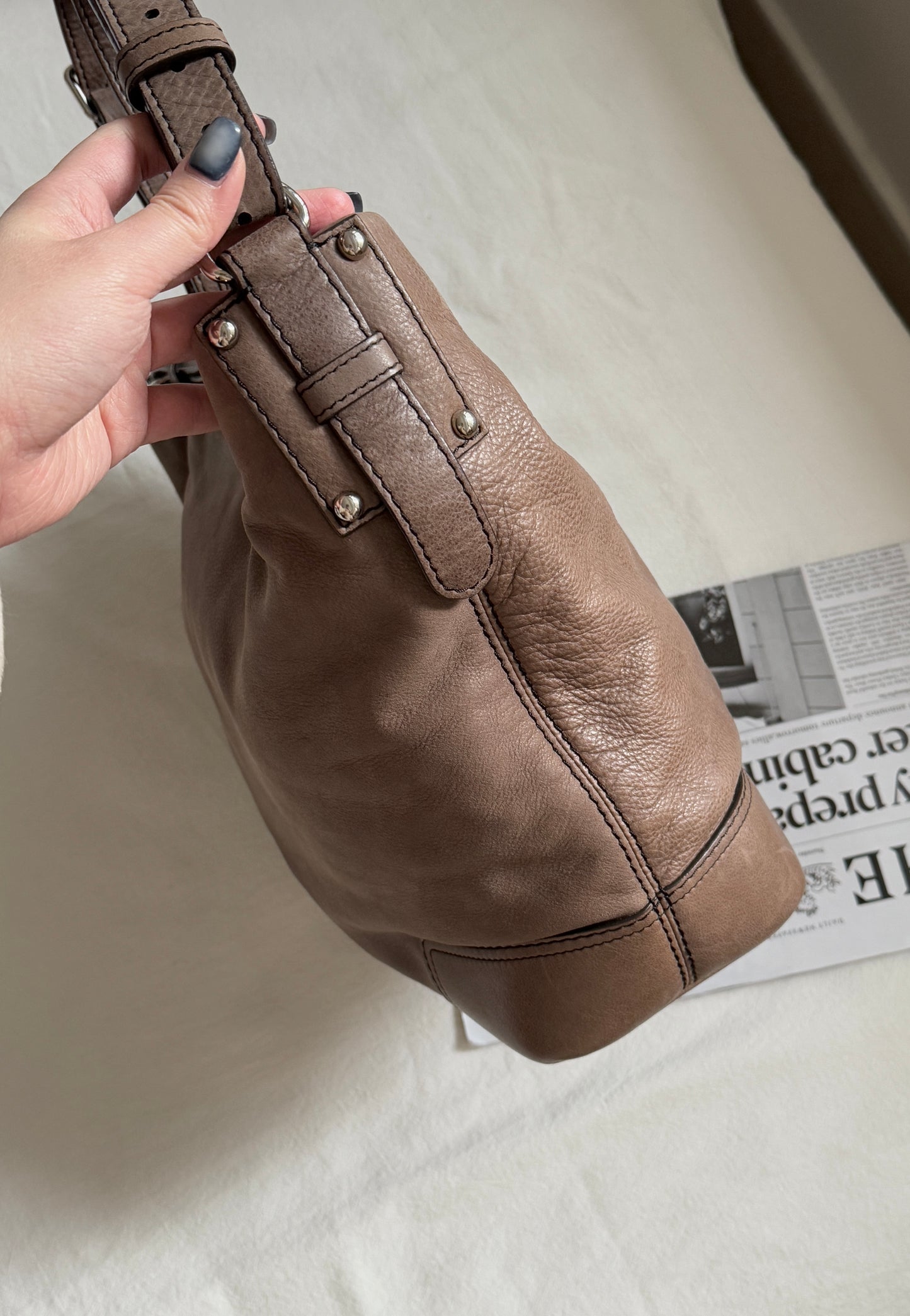Vintage Loewe 大象灰啡單肩hobo bag🐘