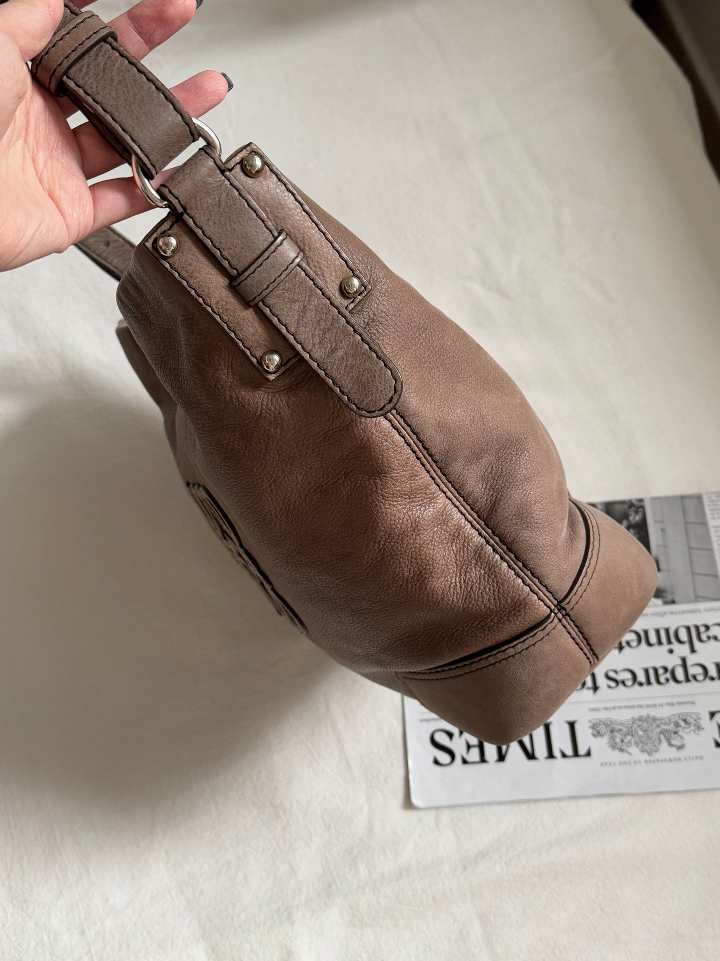 Vintage Loewe 大象灰啡單肩hobo bag🐘