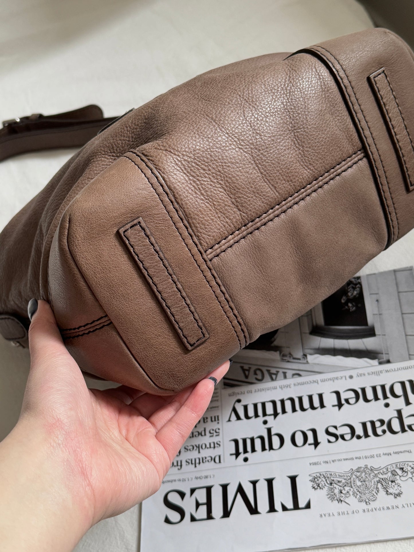 Vintage Loewe 大象灰啡單肩hobo bag🐘