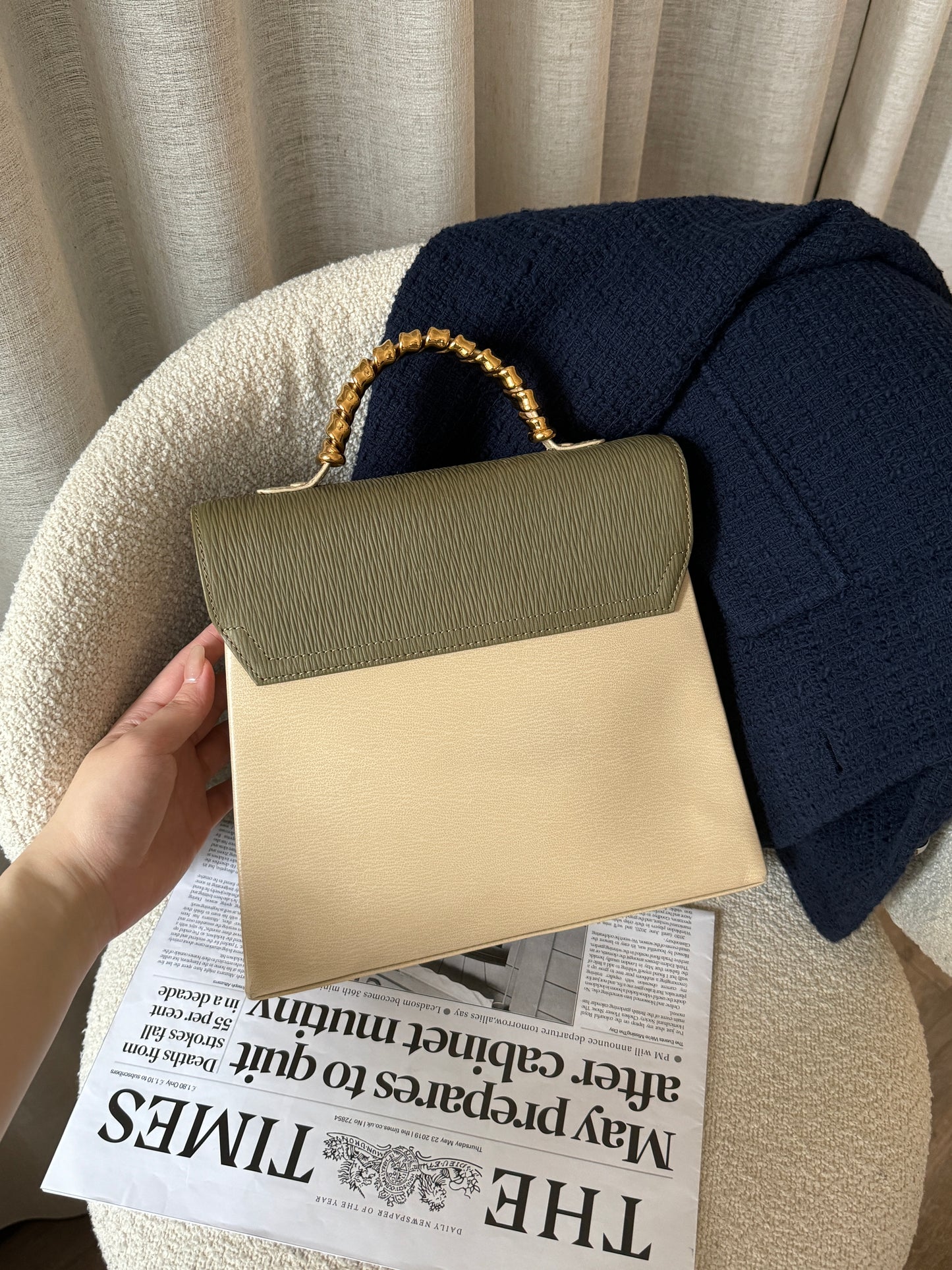 罕有!Vintage Loewe 抹茶綠蛇骨kelly 2-way