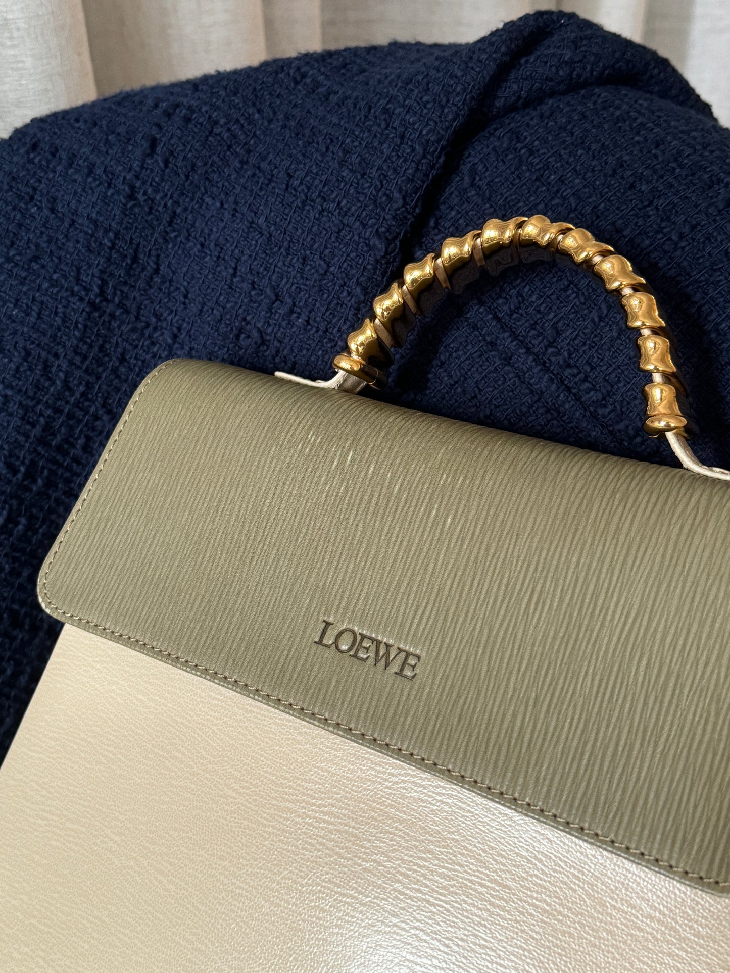 罕有!Vintage Loewe 抹茶綠蛇骨kelly 2-way