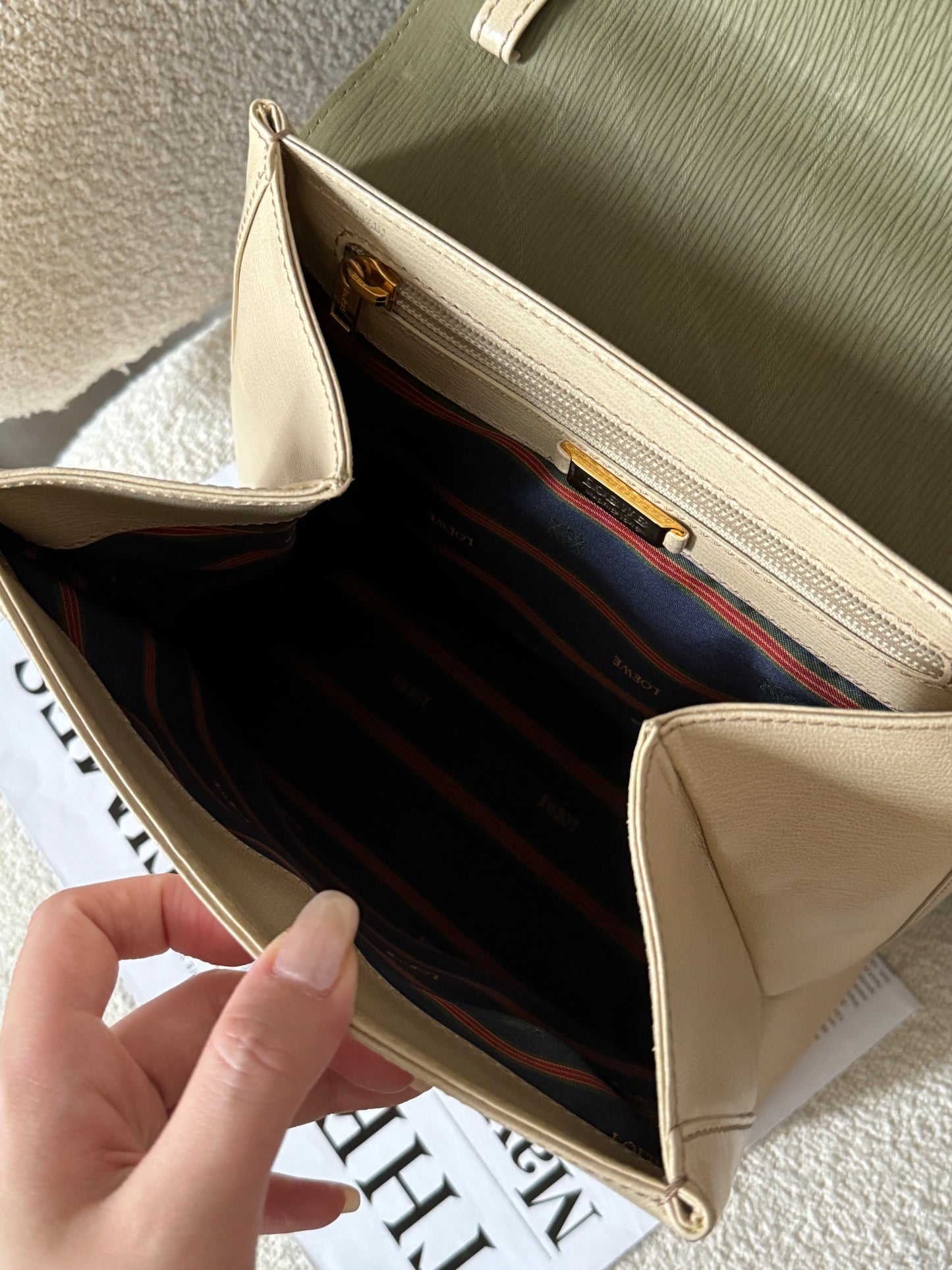 罕有!Vintage Loewe 抹茶綠蛇骨kelly 2-way