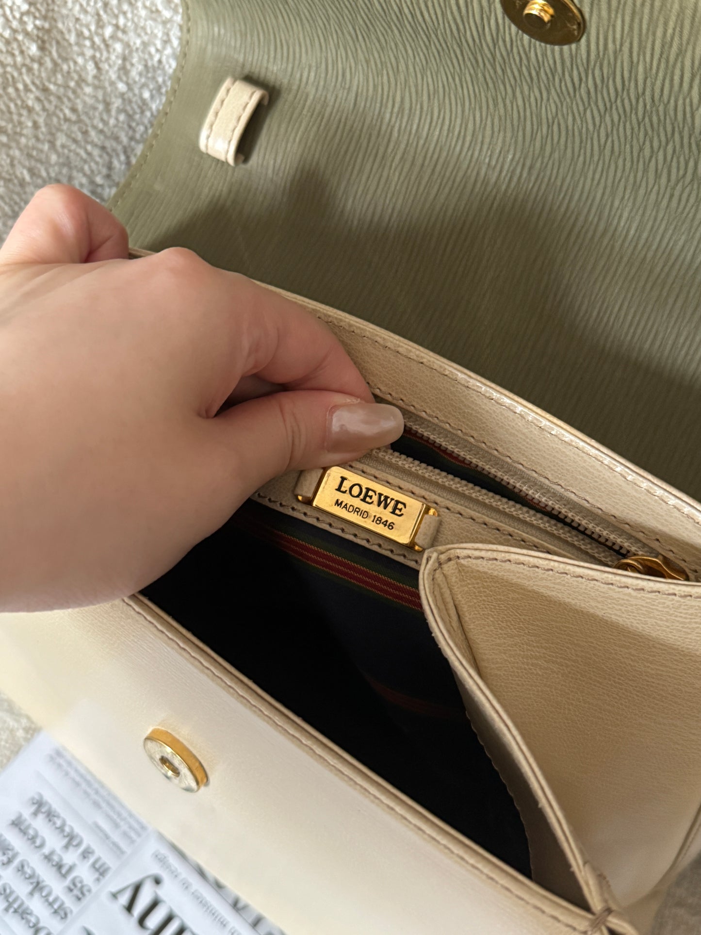 罕有!Vintage Loewe 抹茶綠蛇骨kelly 2-way