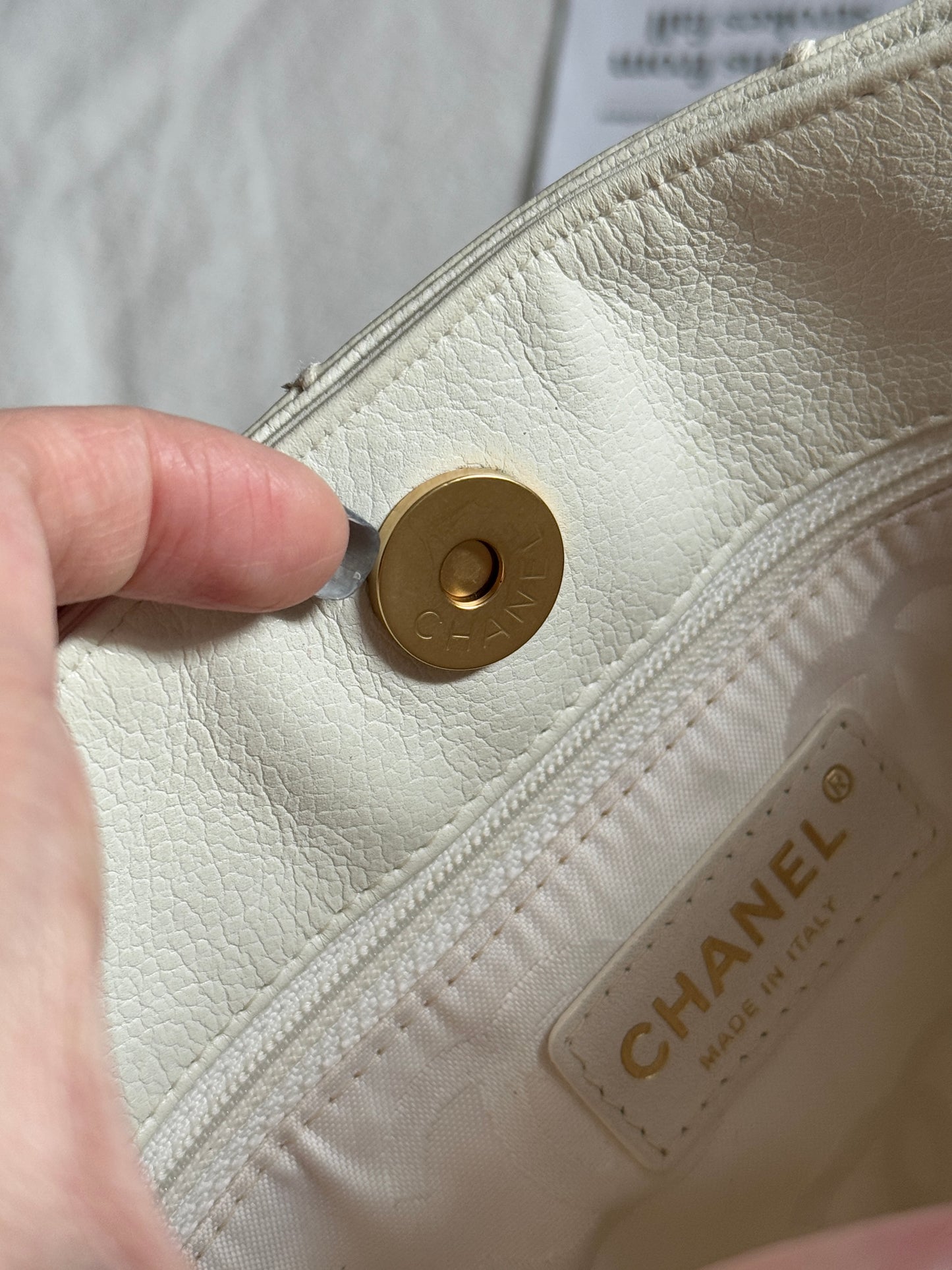 稀有好成色!Vintage Chanel white vivian tote🩶