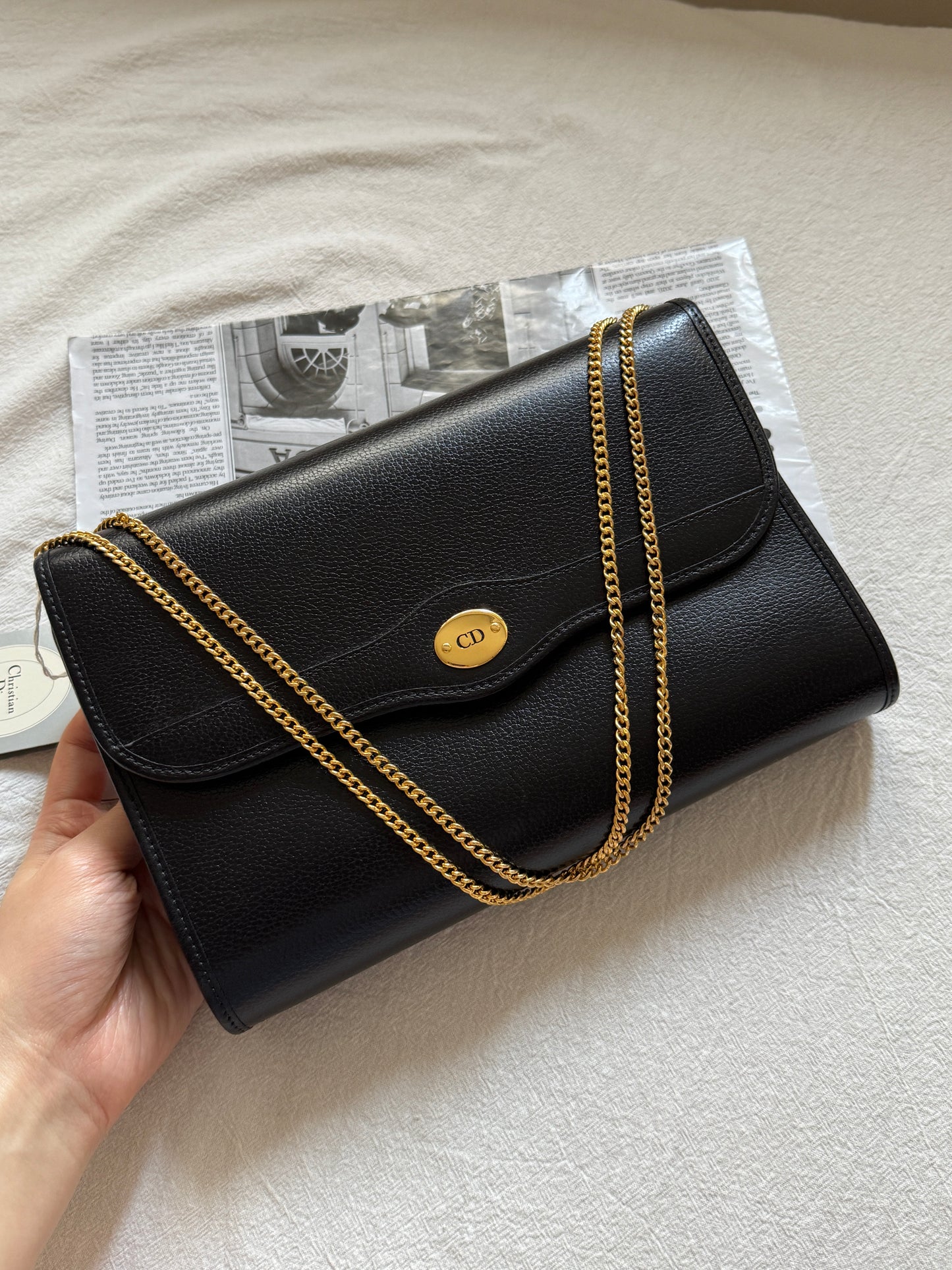 Vintage Dior 黑金牛皮envelope bag🖤