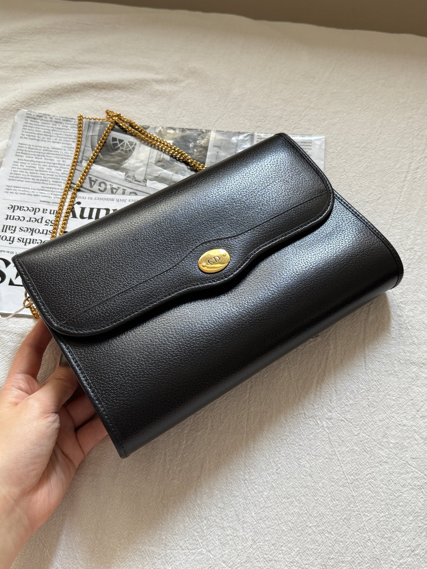 Vintage Dior 黑金牛皮envelope bag🖤