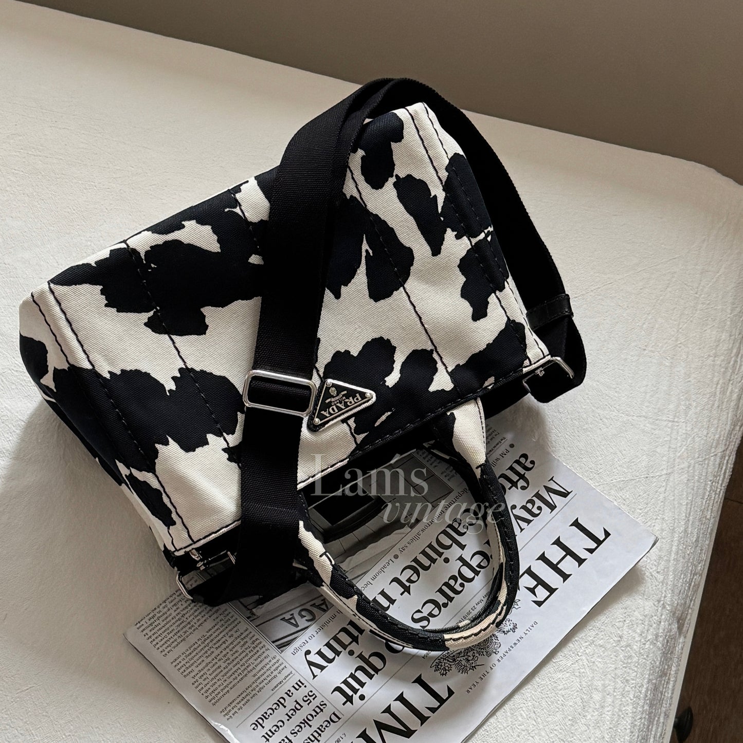 Vintage Prada 奶牛配色2-way tote🐄