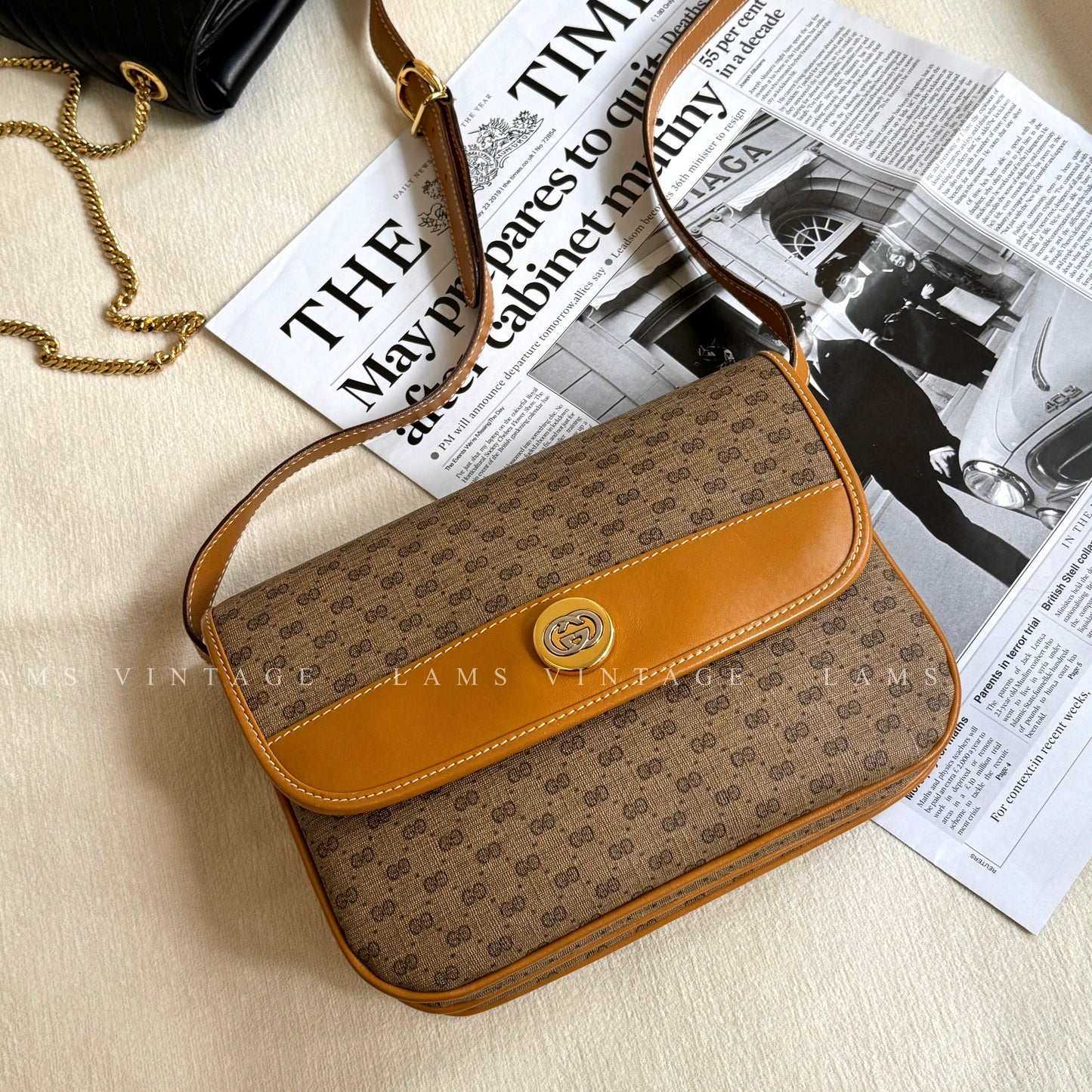 Vintage Gucci 奶茶monogram crossbody