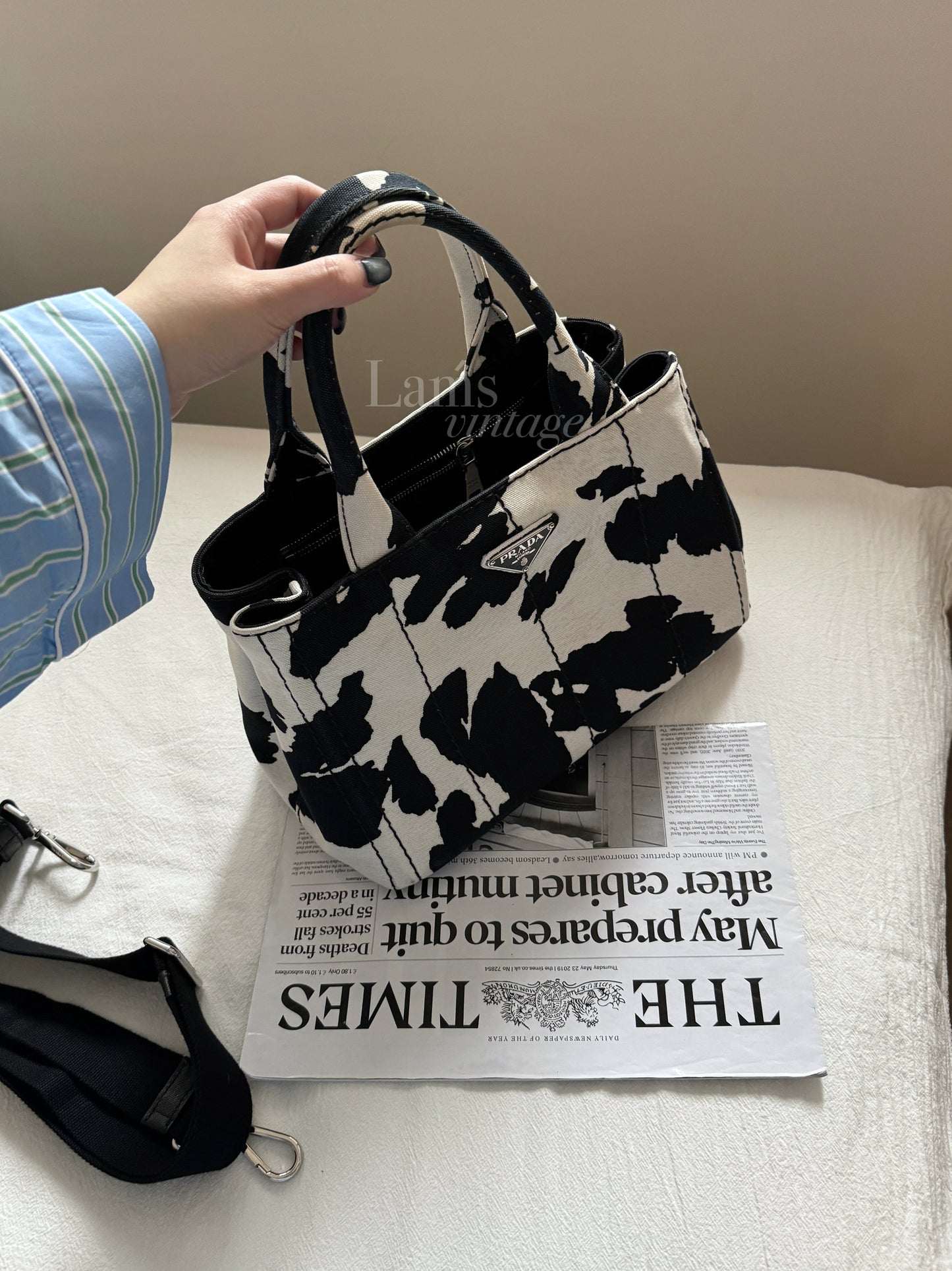 Vintage Prada 奶牛配色2-way tote🐄