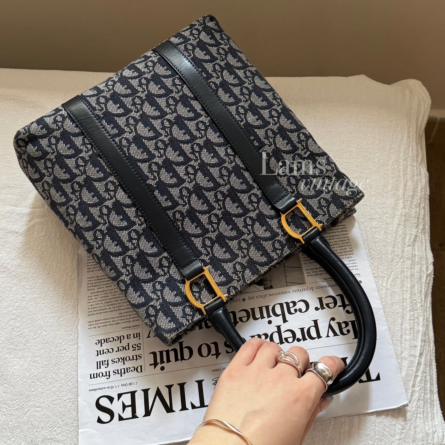 Vintage Dior dark navy trotter tote ⚓️