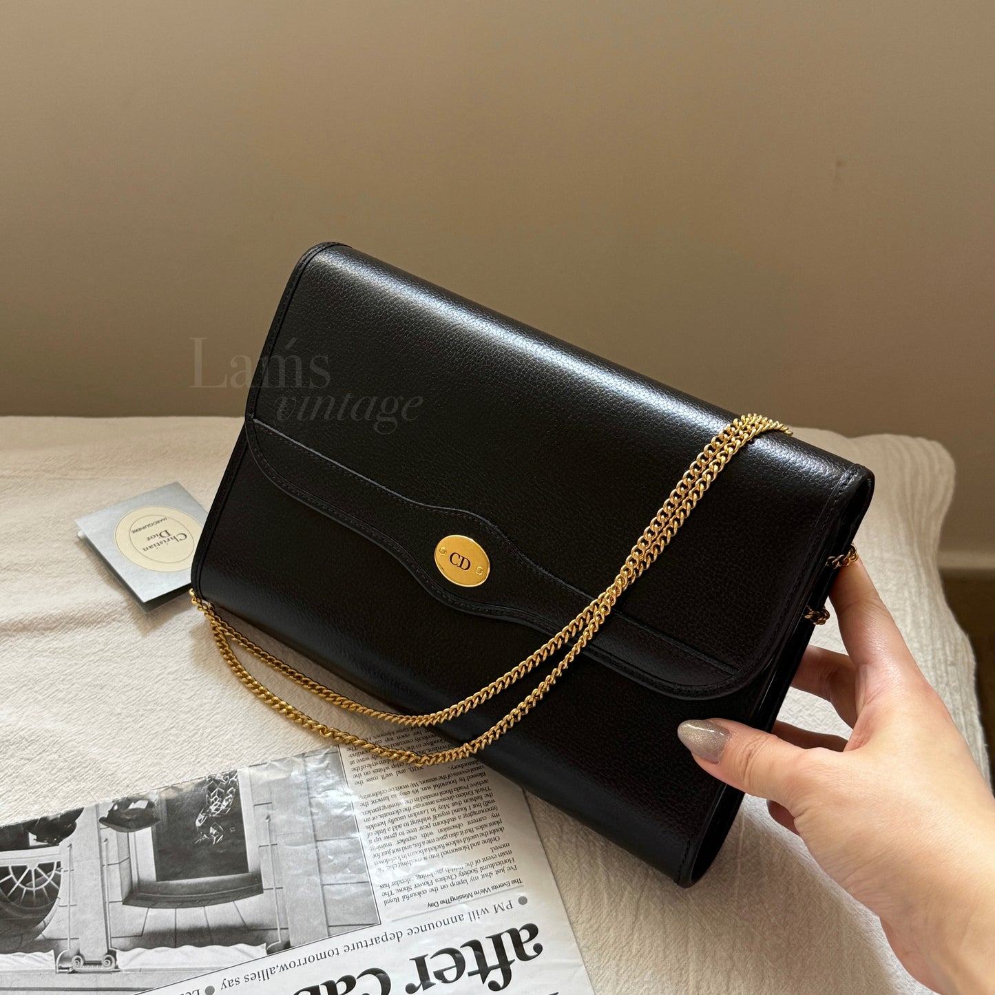 Vintage Dior 黑金牛皮envelope bag🖤